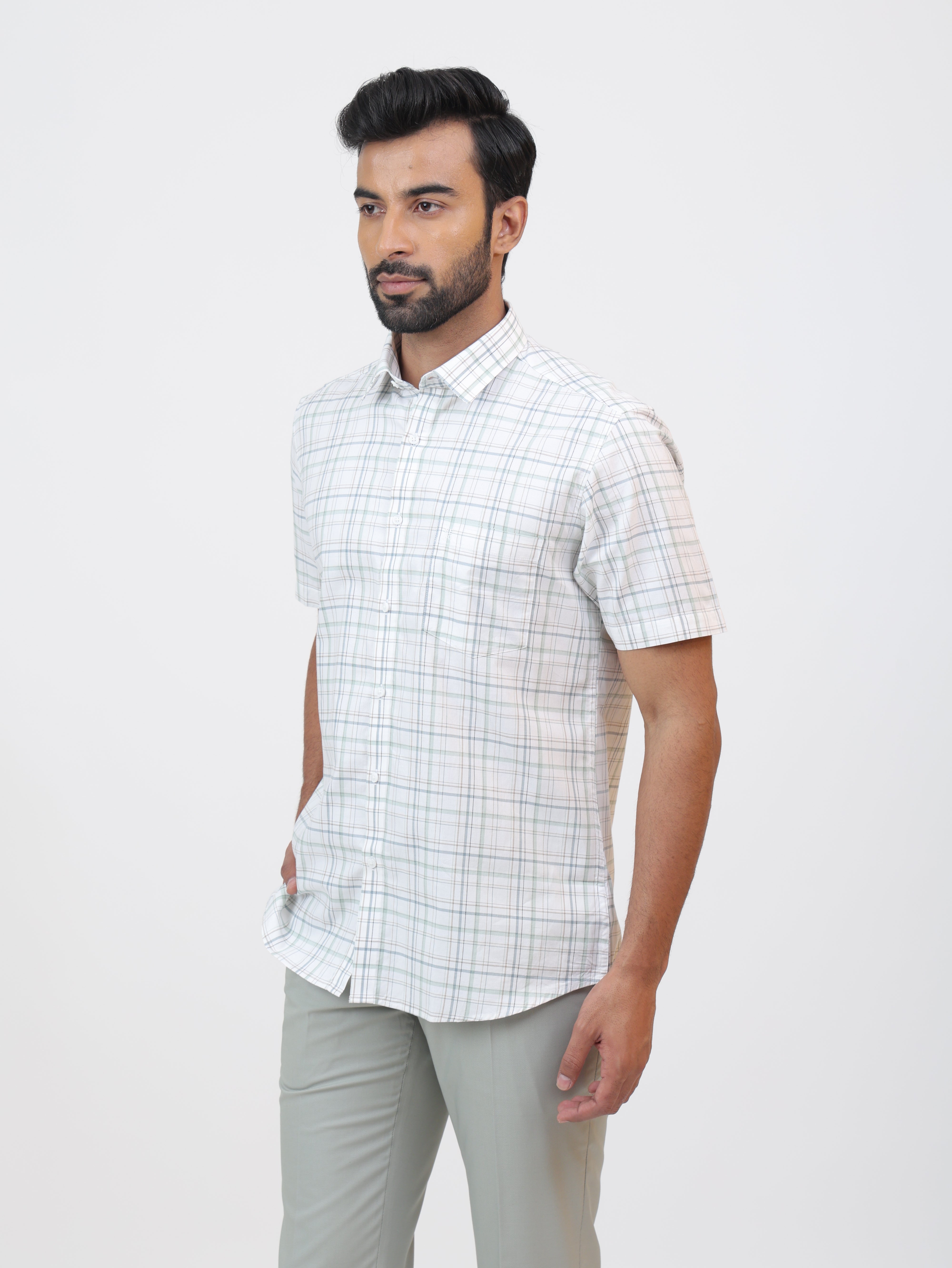 Chalk White Check Shirt