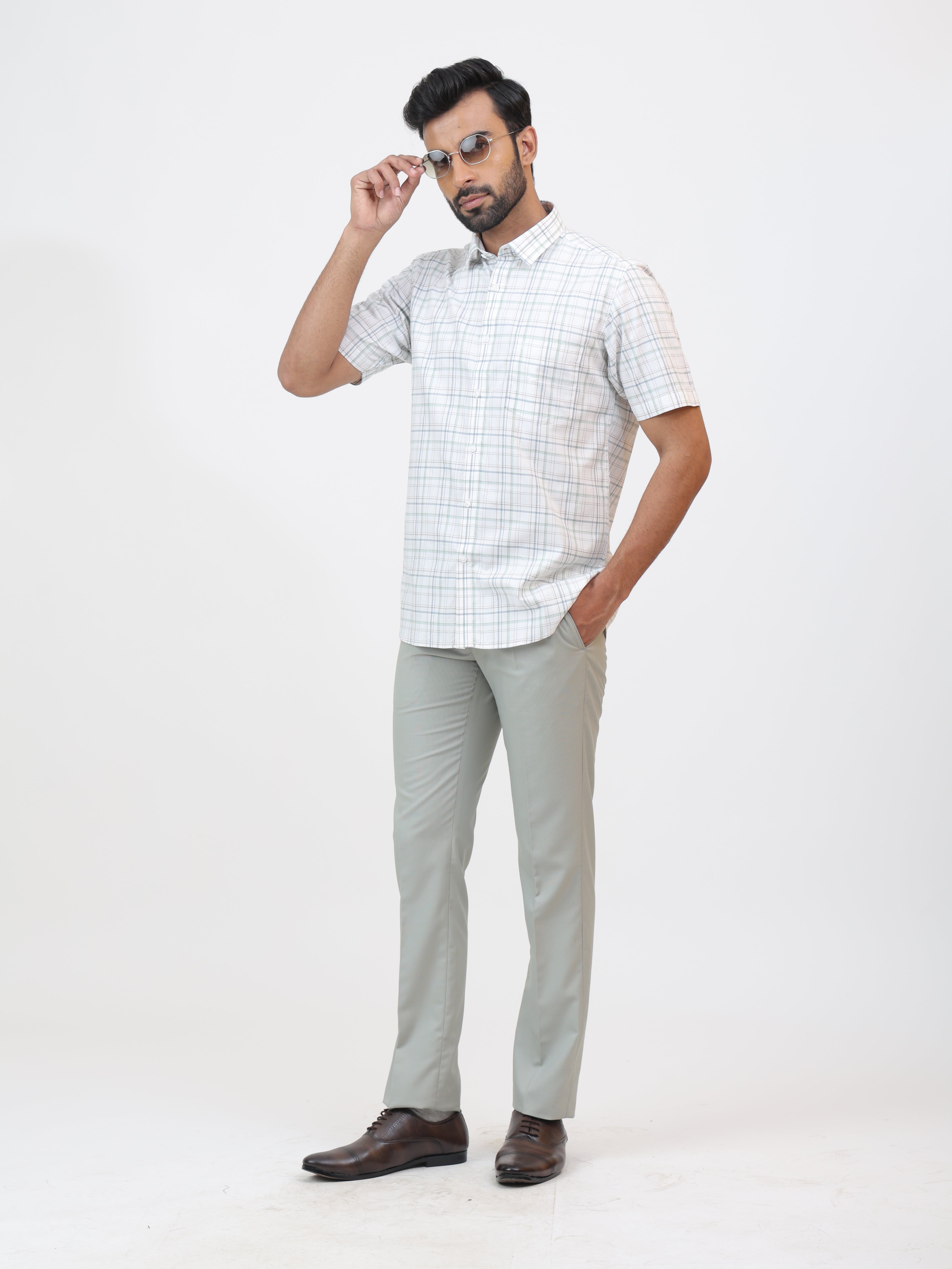 Chalk White Check Shirt