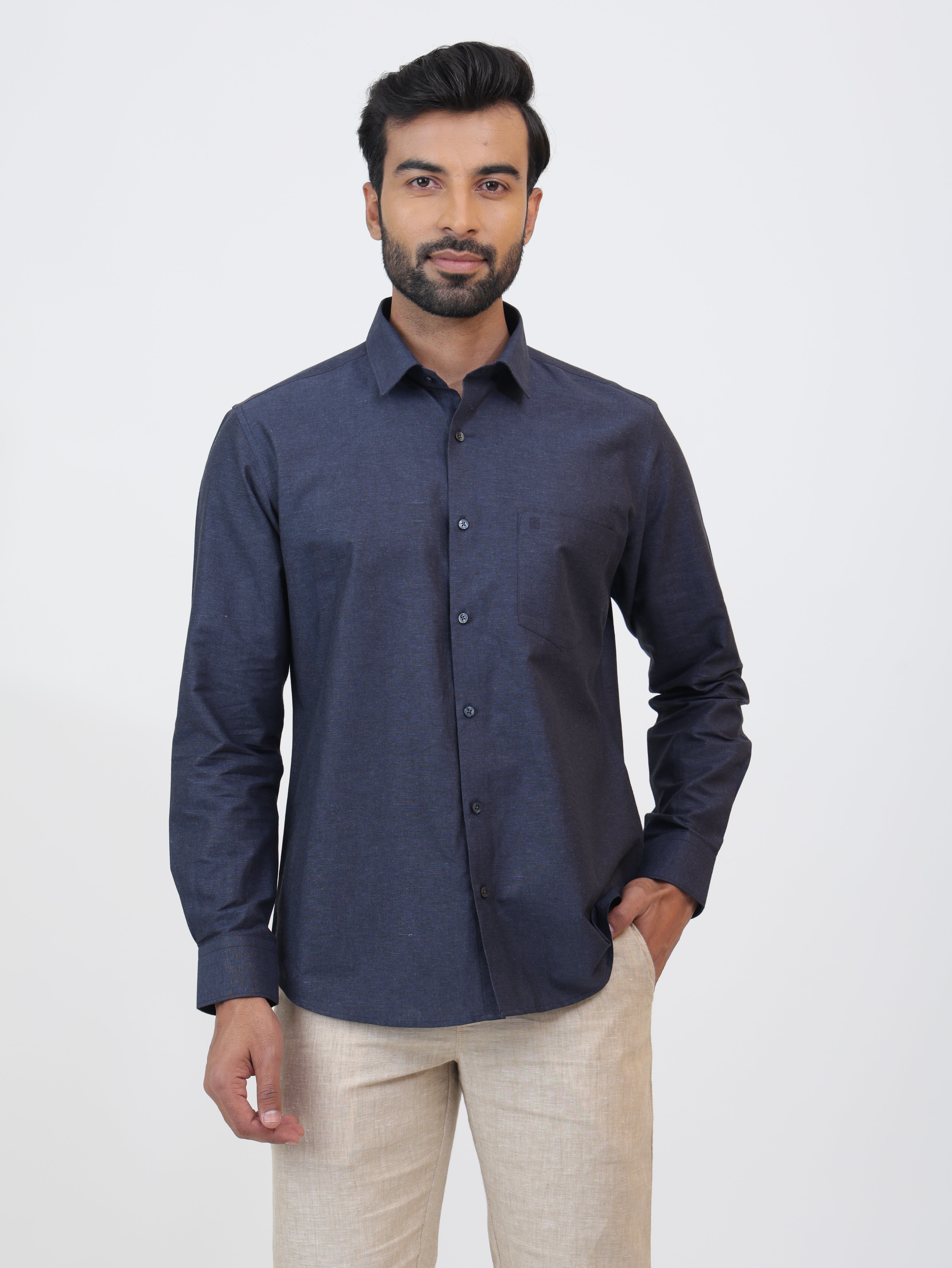 Midnight Cotton Linen Shirt