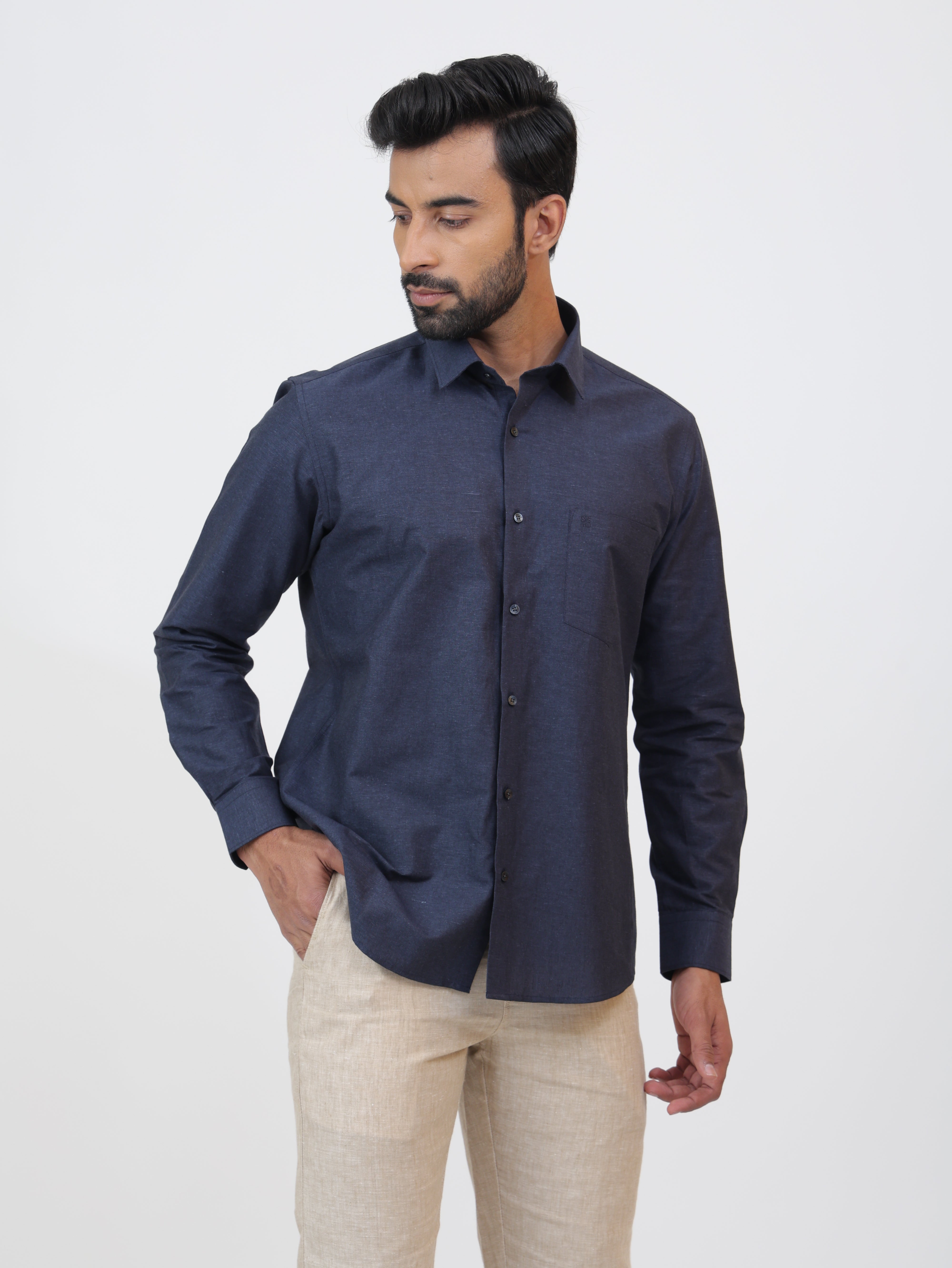 Midnight Cotton Linen Shirt