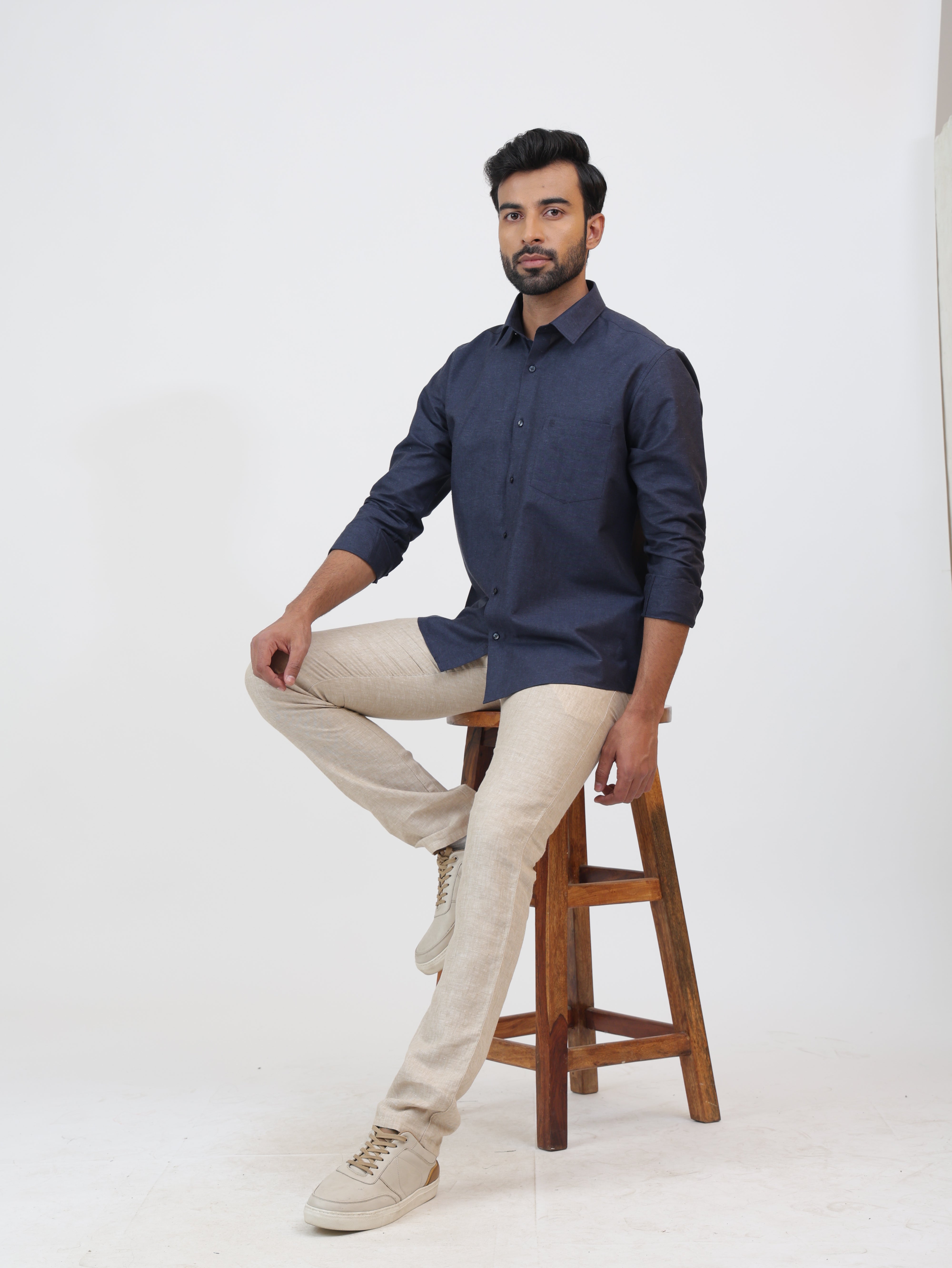 Midnight Cotton Linen Shirt