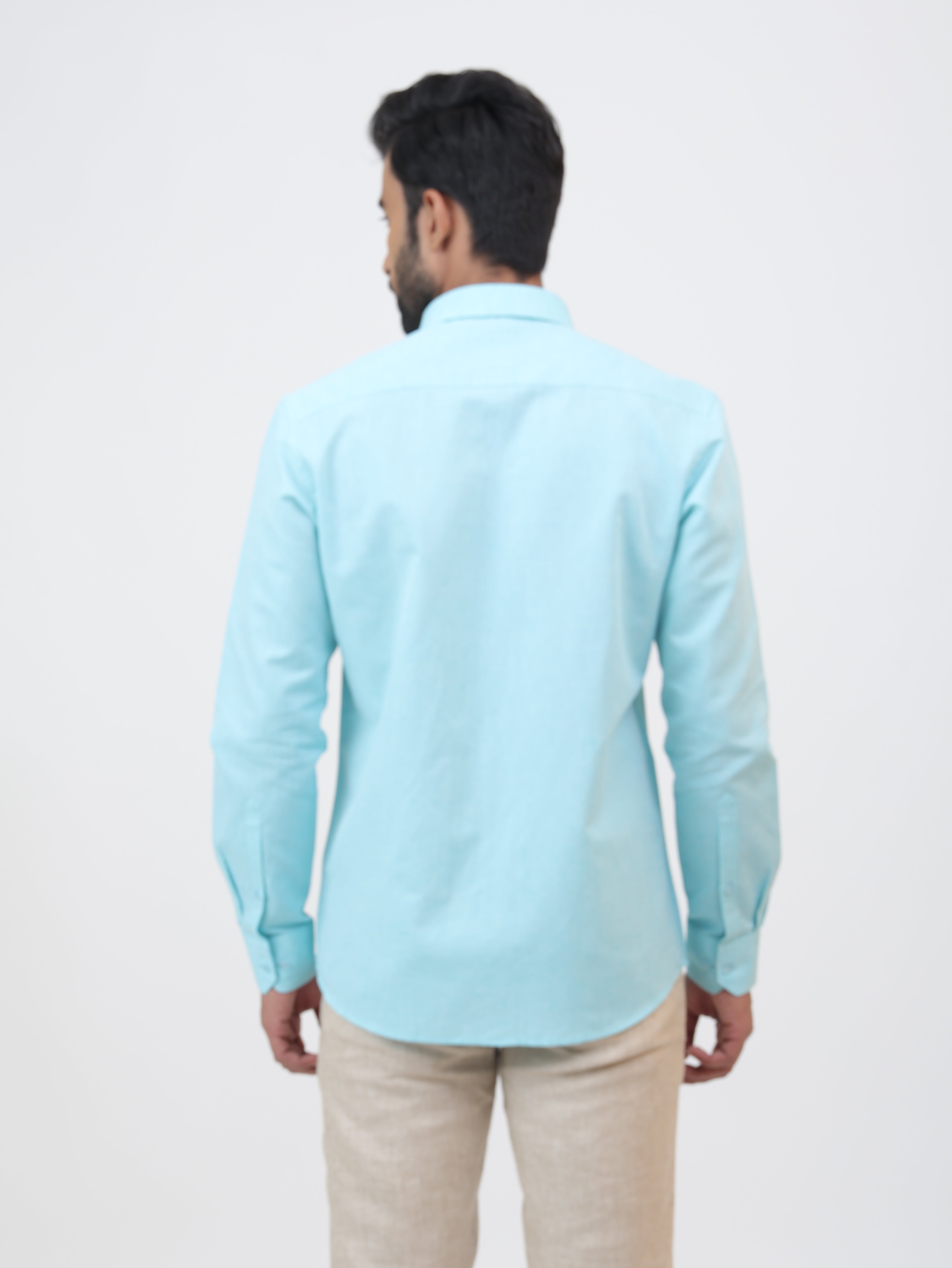 Pale Turquoise Cotton Linen Shirt