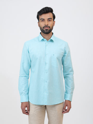 Pale Turquoise Cotton Linen Shirt