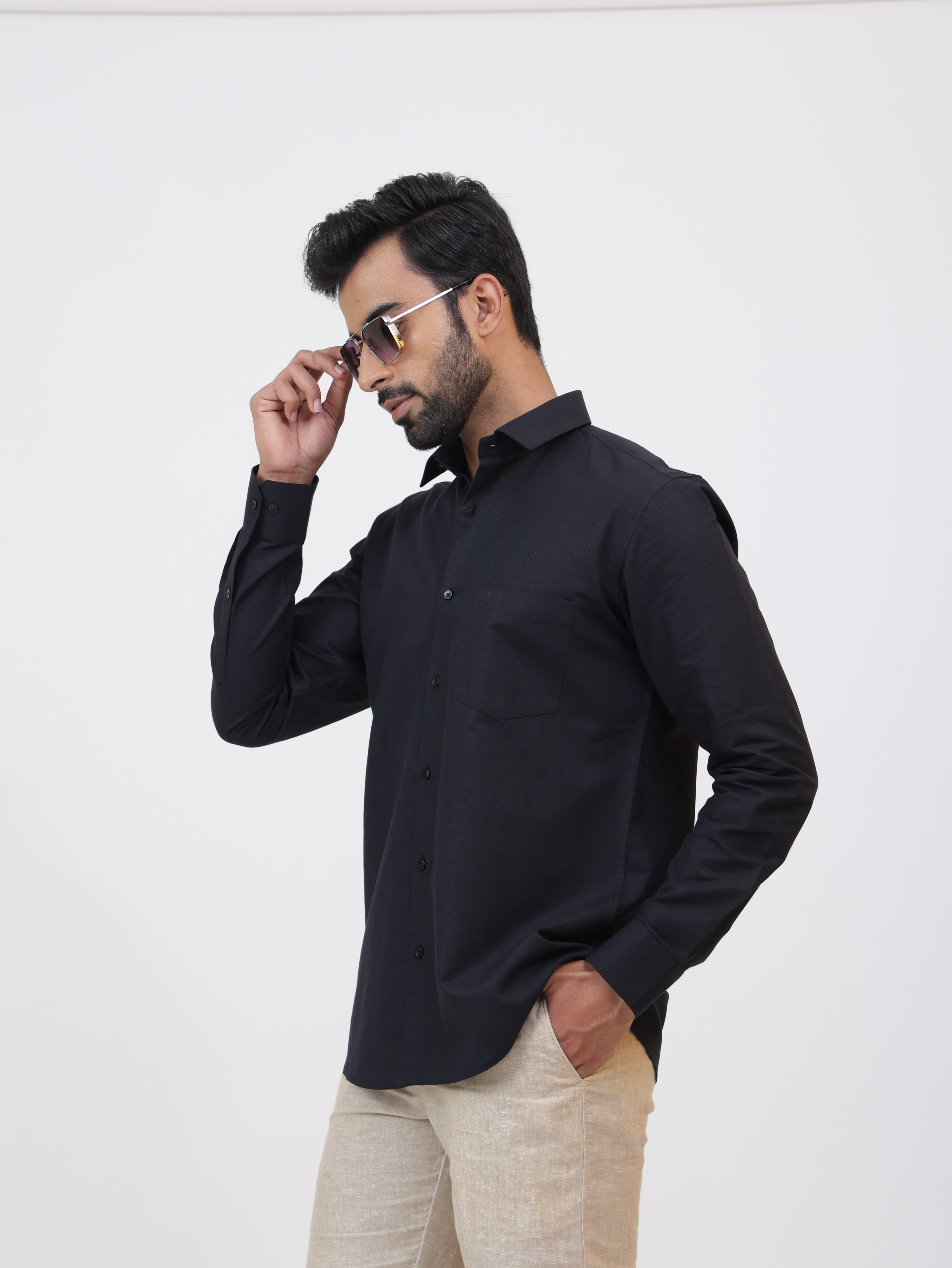 Noir Cotton Linen Shirt