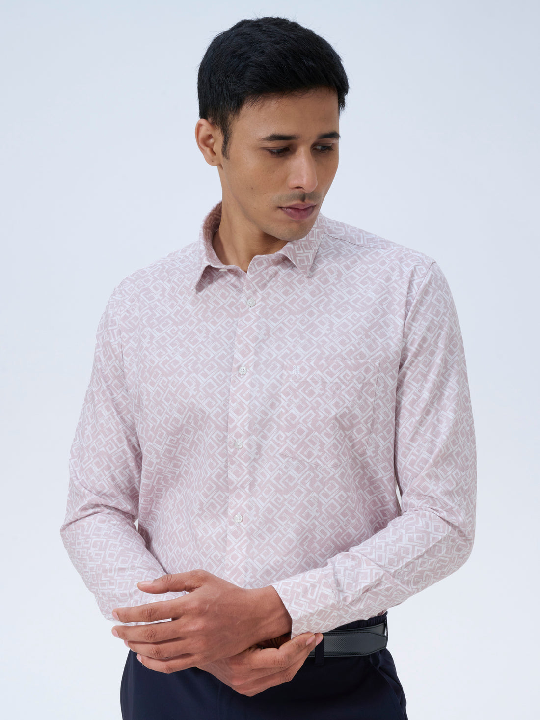 Pink Beige Maze Print Shirt