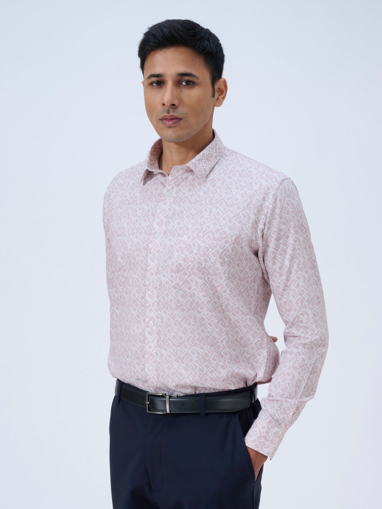 Pink Beige Maze Print Shirt