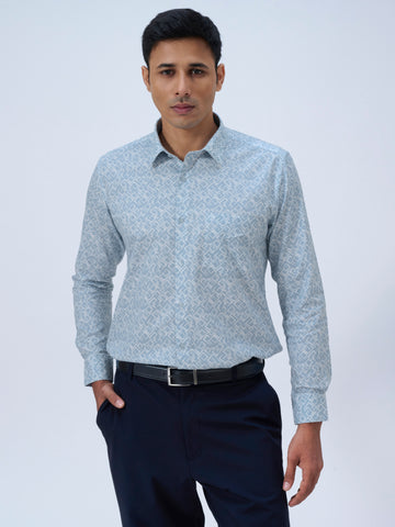 Mist Blue Maze Print Shirt