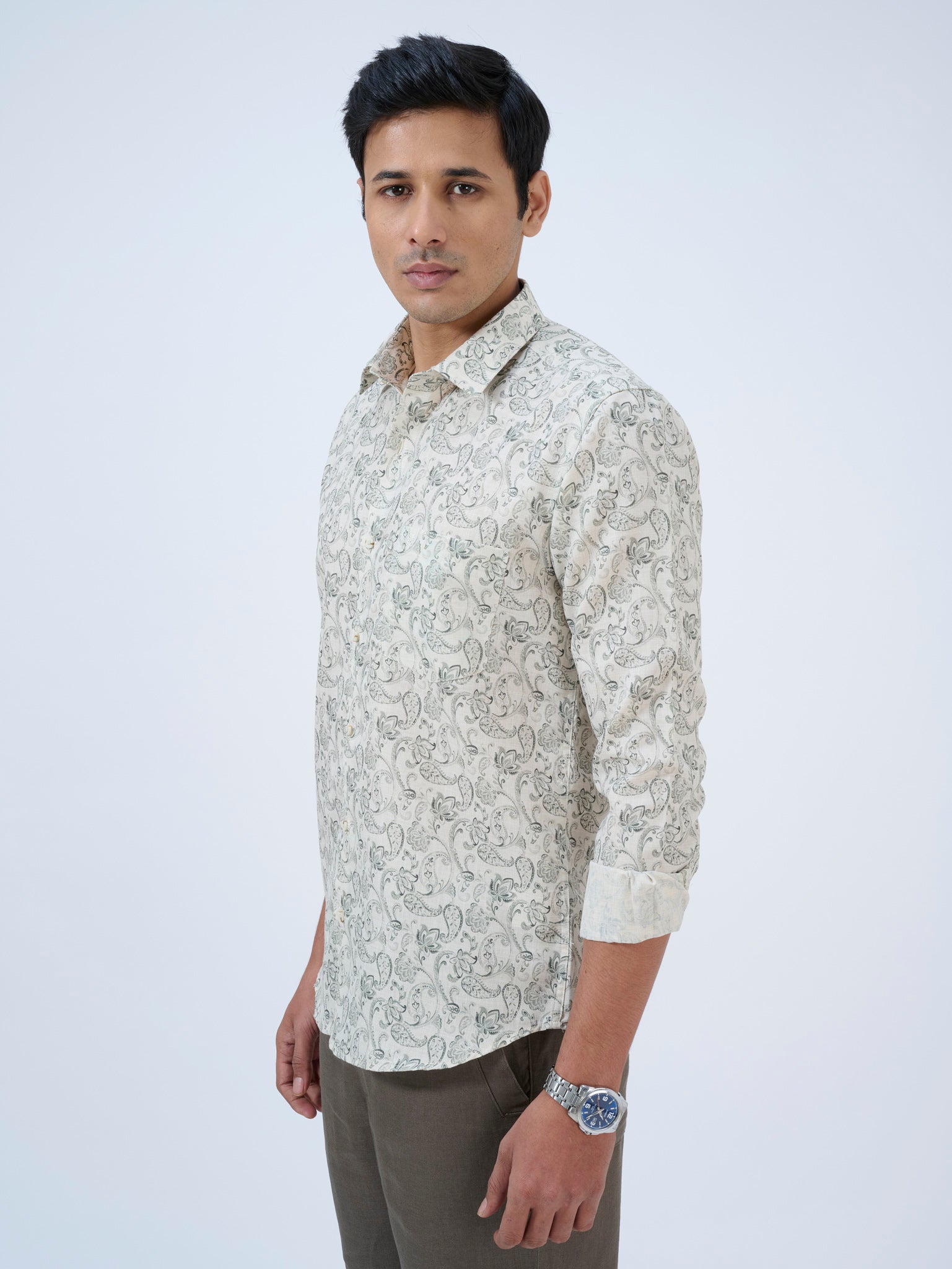 Natural Beige Paisley Shirt