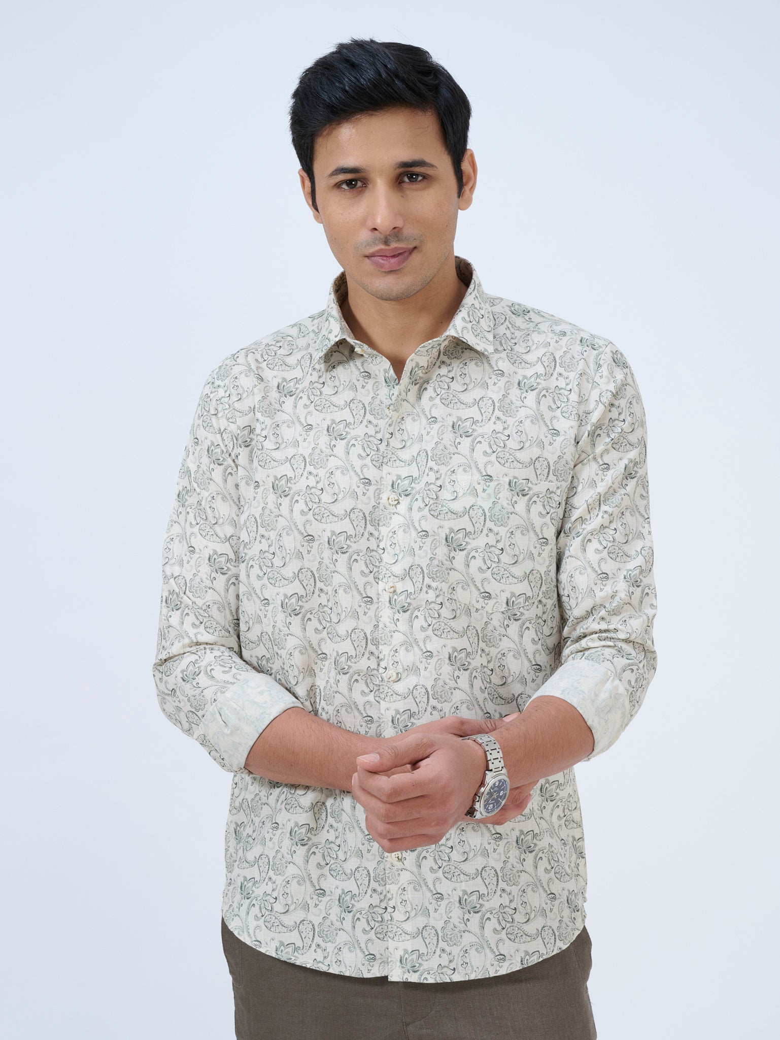 Natural Beige Paisley Shirt