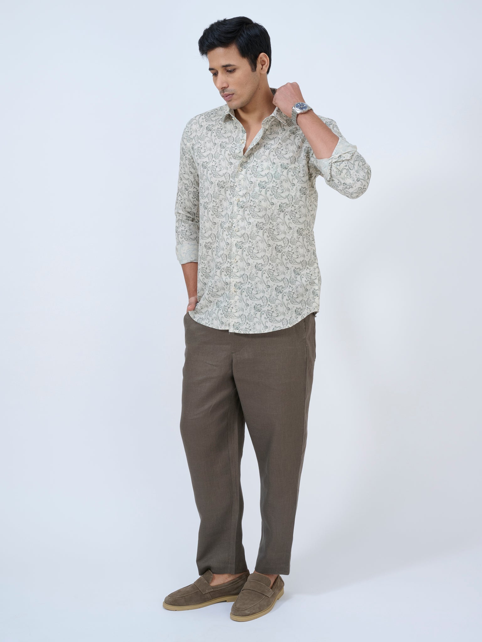Natural Beige Paisley Shirt