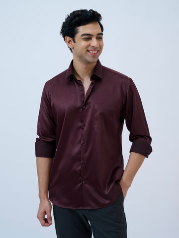Mulberry Wine Satin Shirt