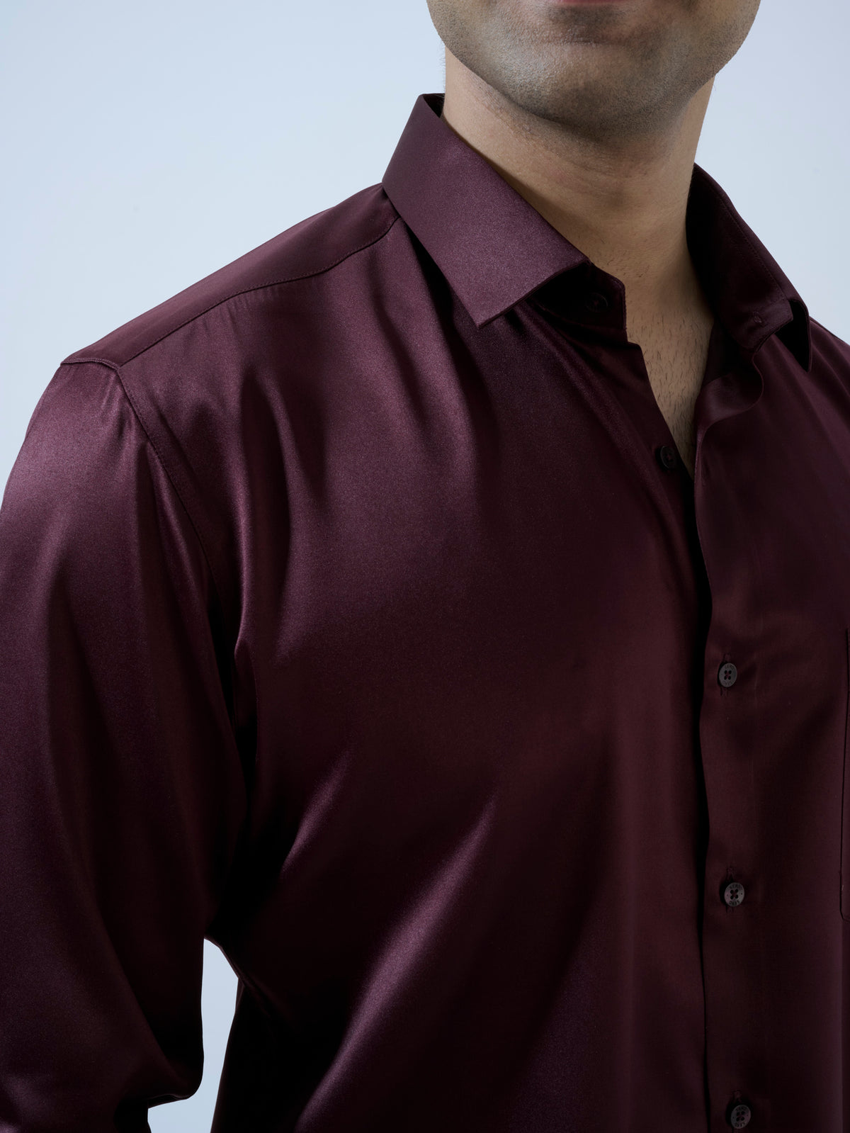 Mulberry Wine Satin Shirt