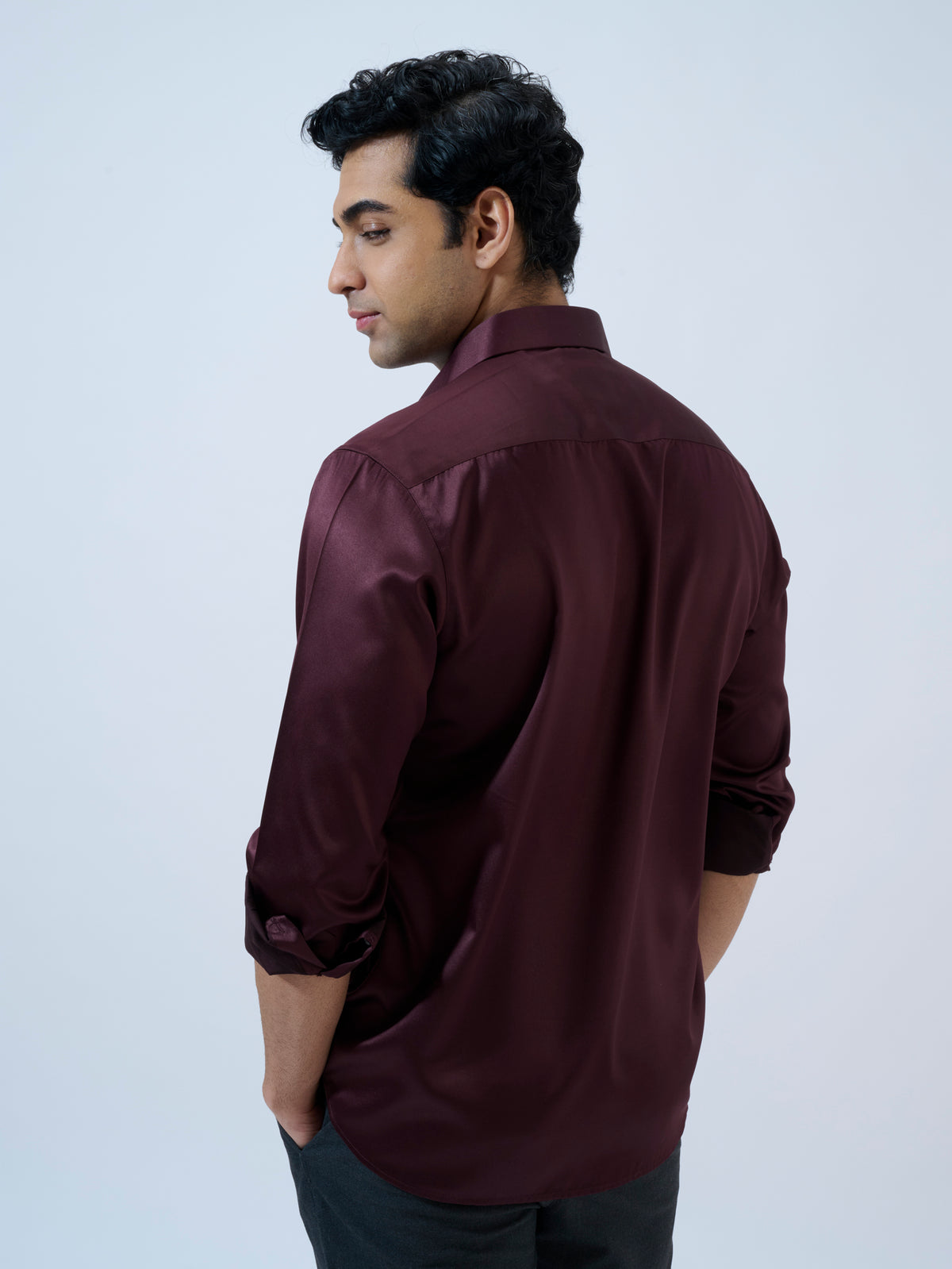 Mulberry Wine Satin Shirt