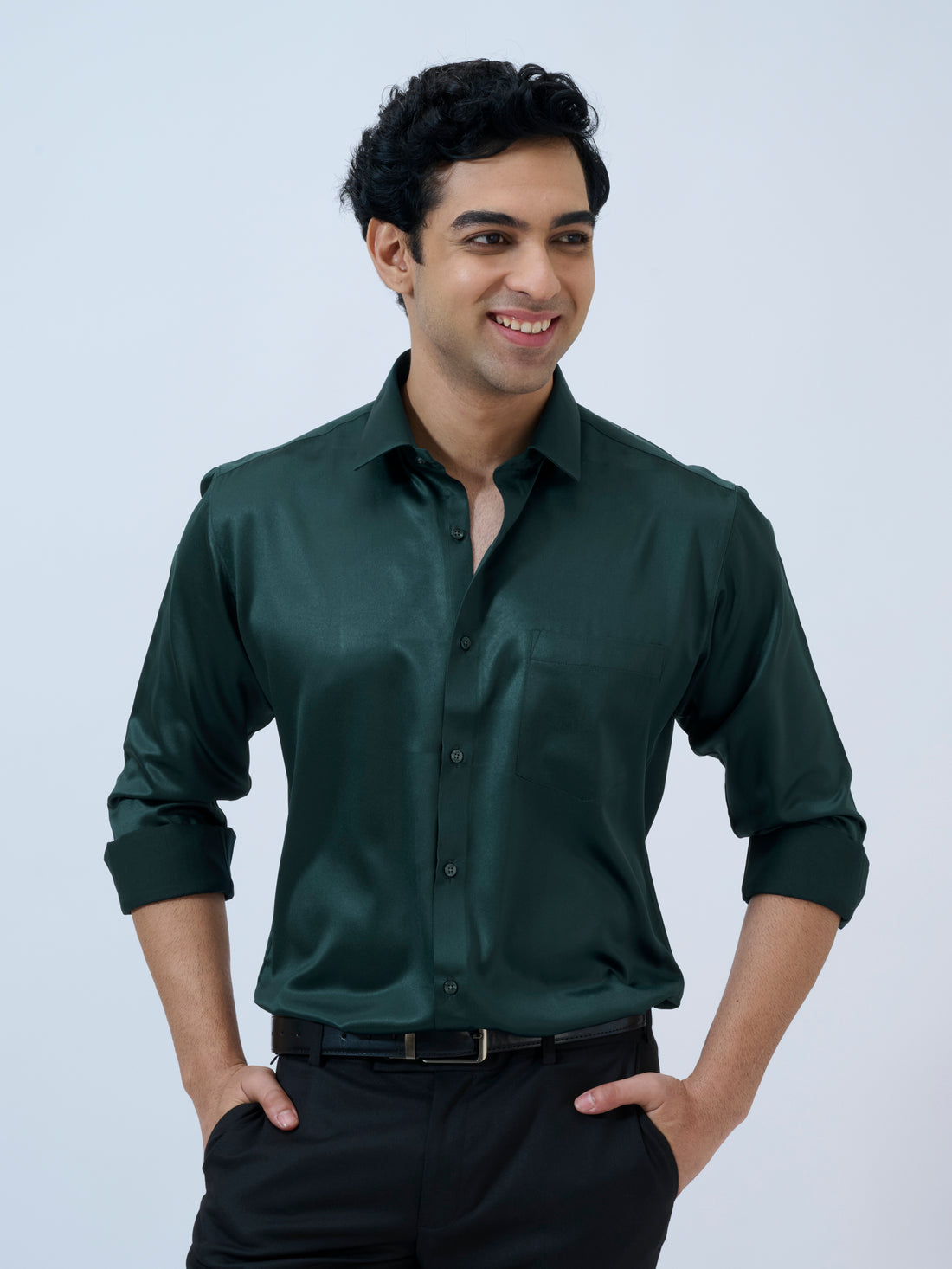 Midnight Pine Satin Shirt