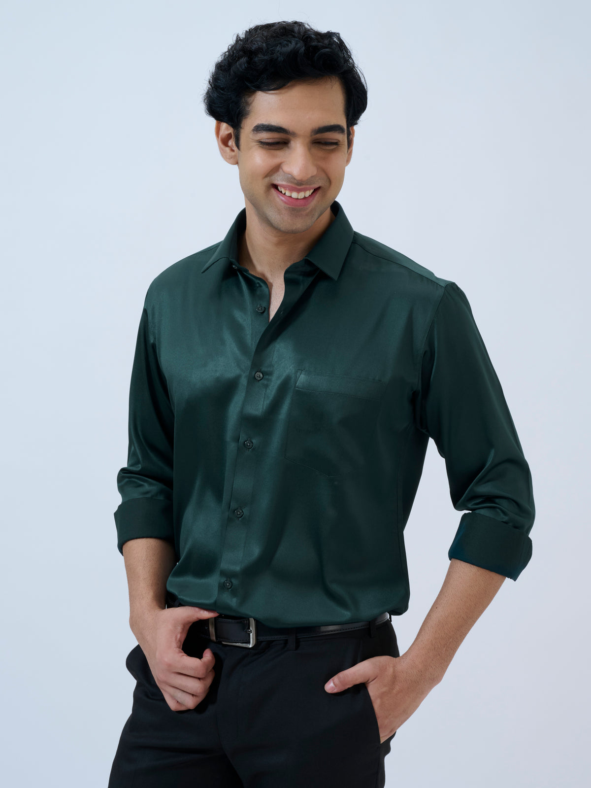 Midnight Pine Satin Shirt