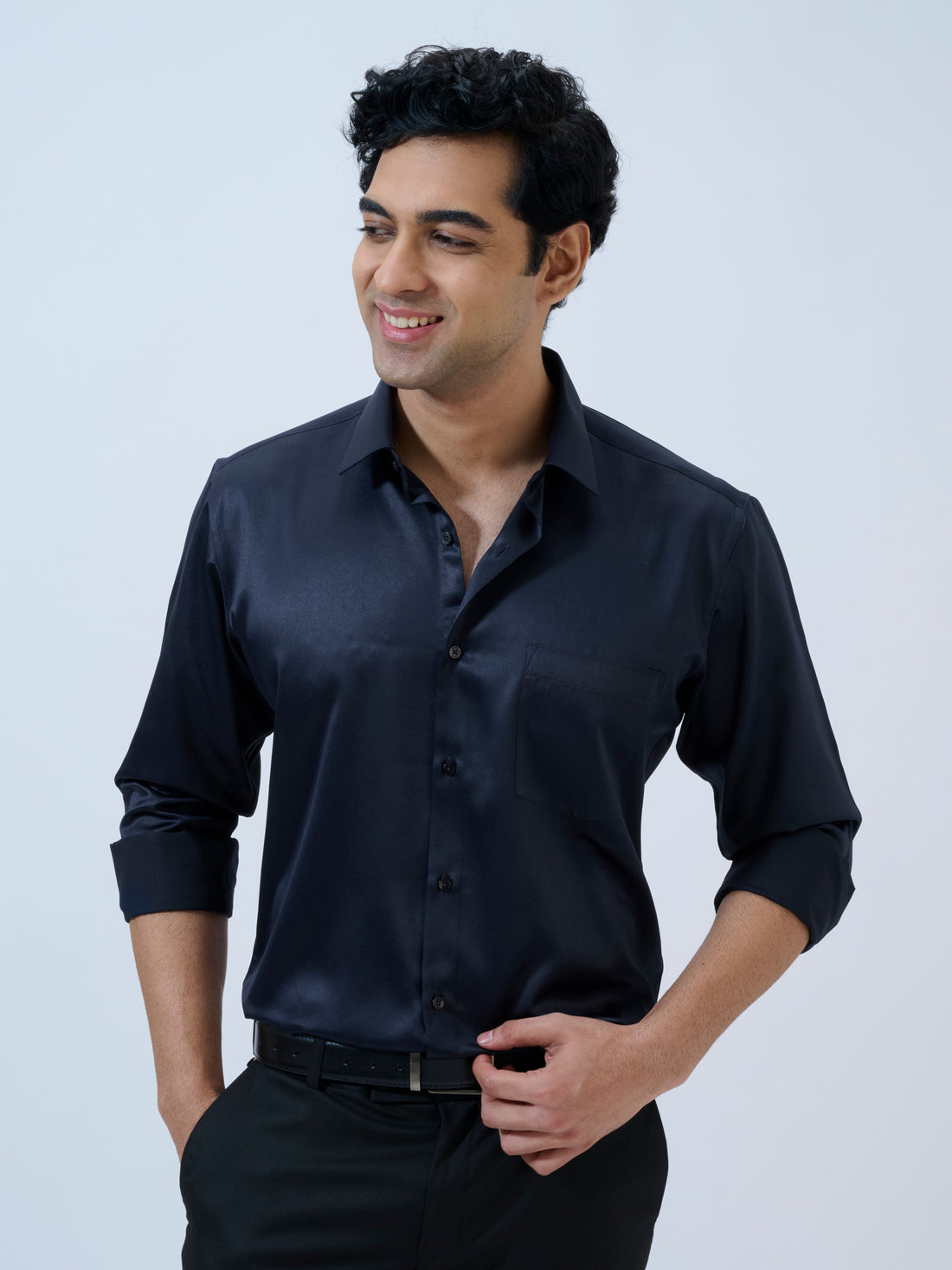 Eclipse Blue Satin Shirt