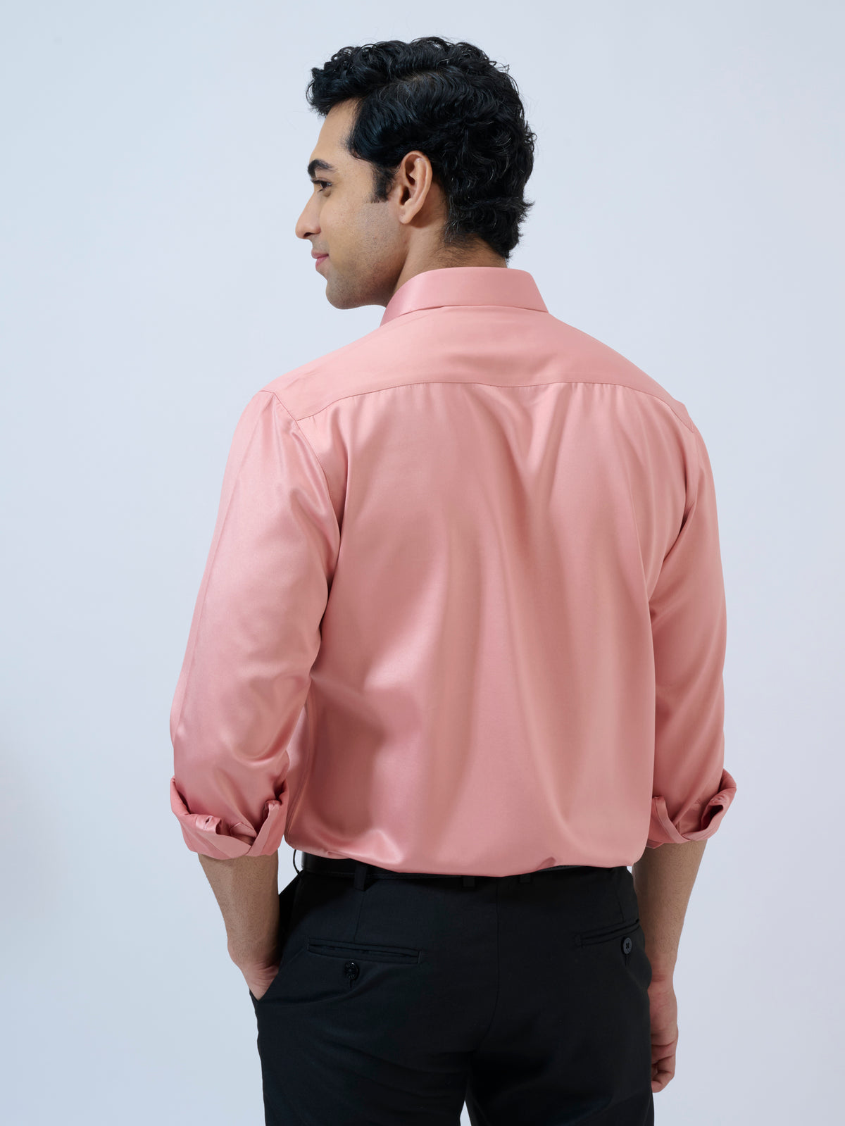 Peach Pink Satin Shirt