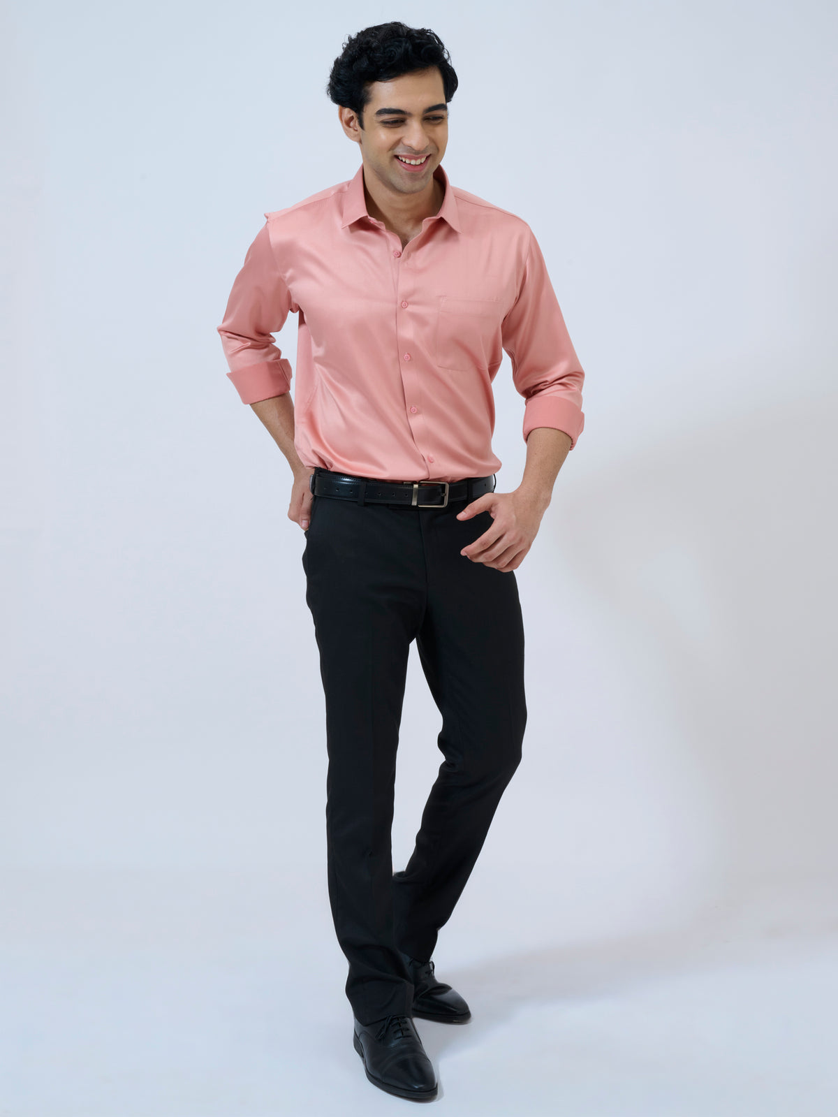 Peach Pink Satin Shirt