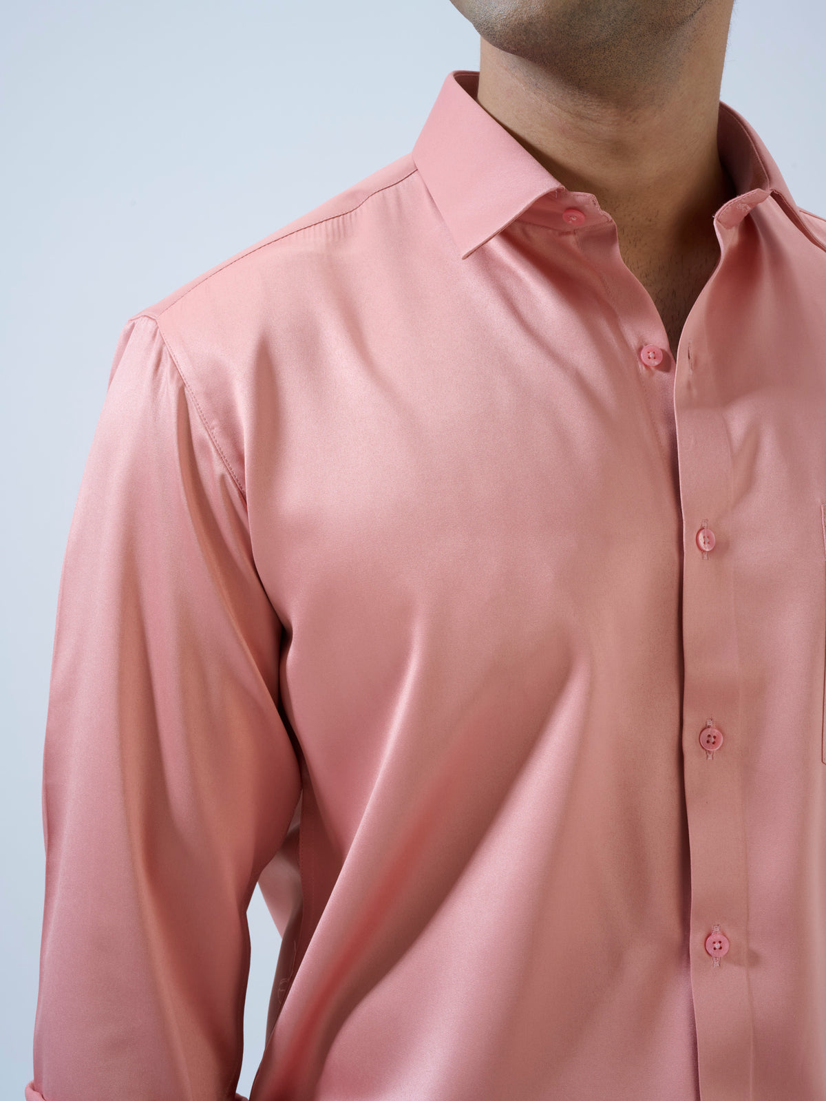 Peach Pink Satin Shirt