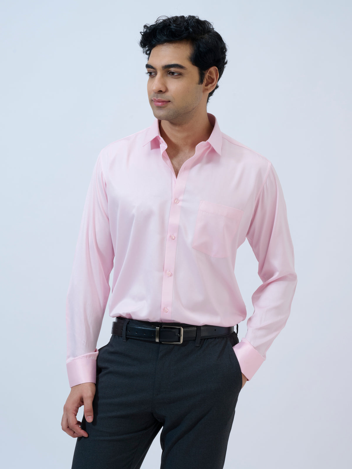 Candy Pink Satin Shirt
