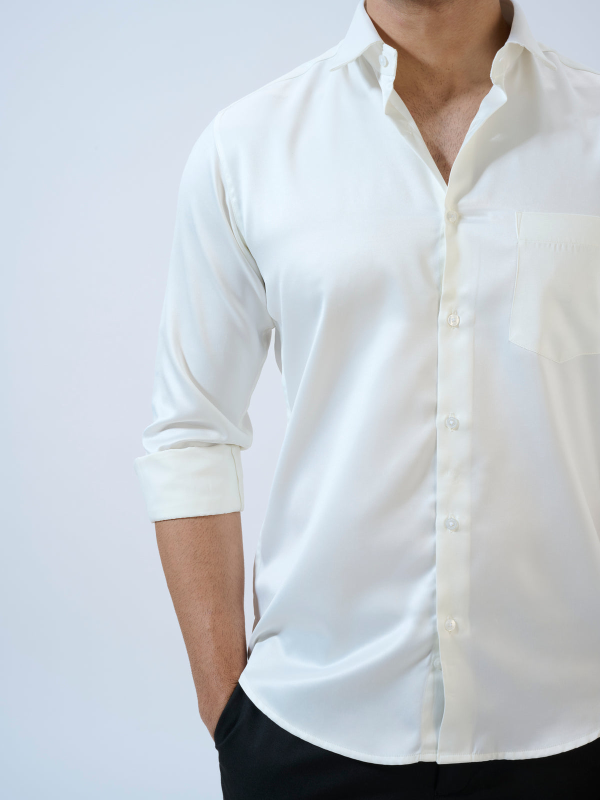Eggshell Satin Shirt