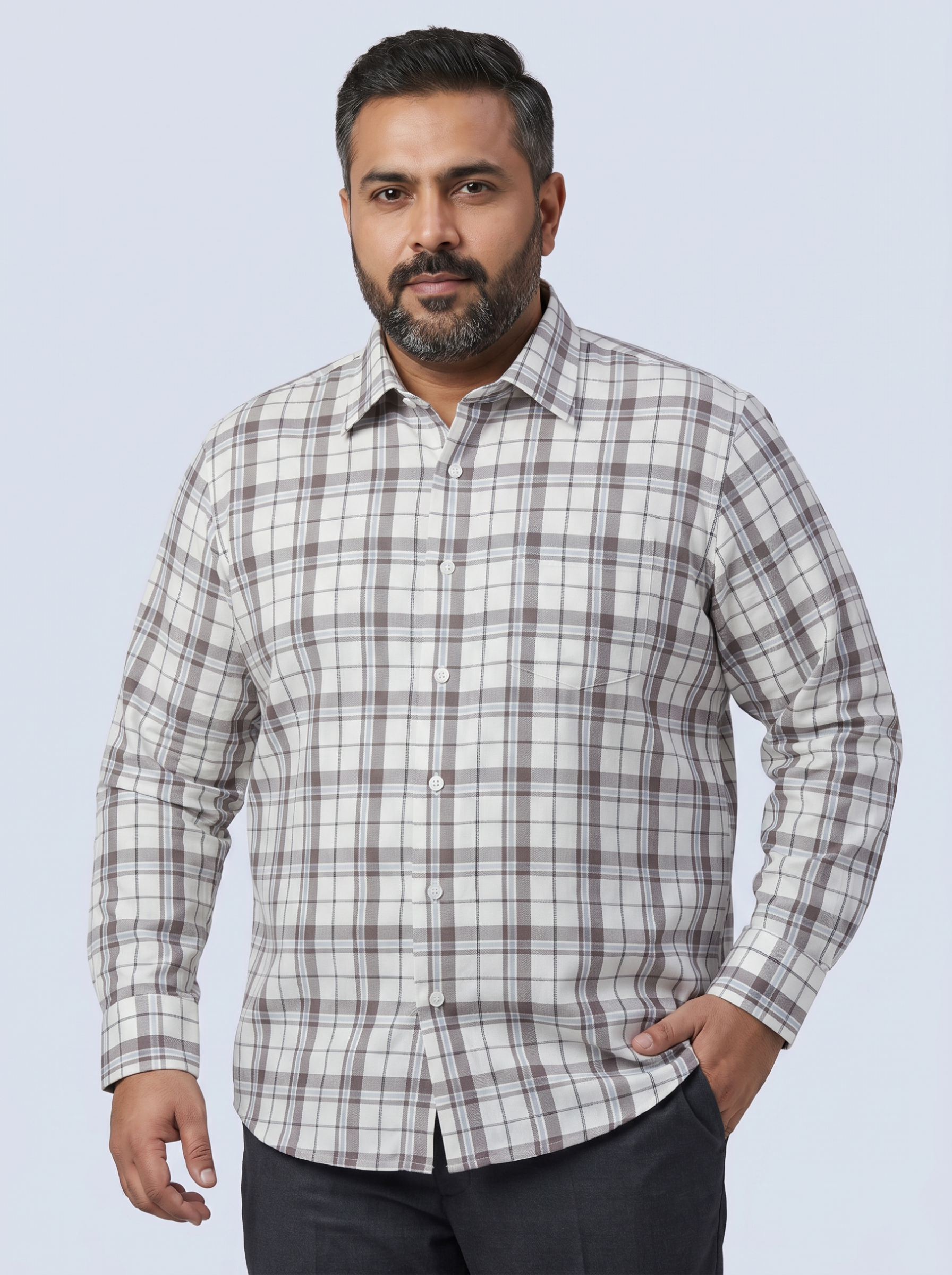 Cream Multi-Check Shirt