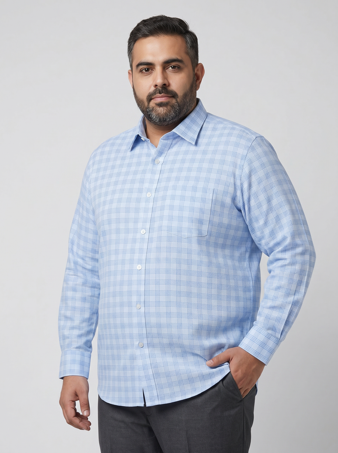 Blue Frost Plaid Shirt