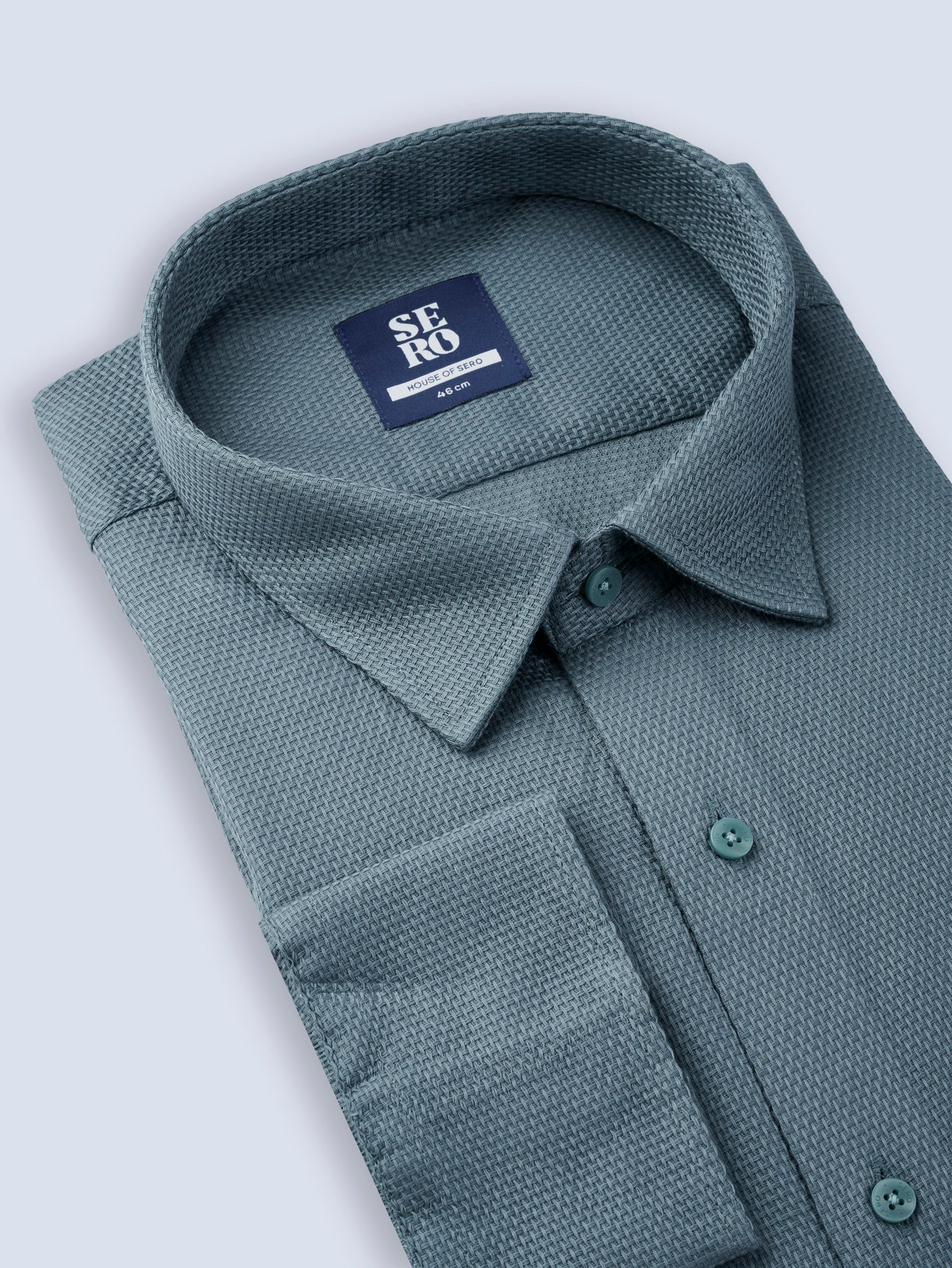 Dusty Turquoise Dobby Shirt
