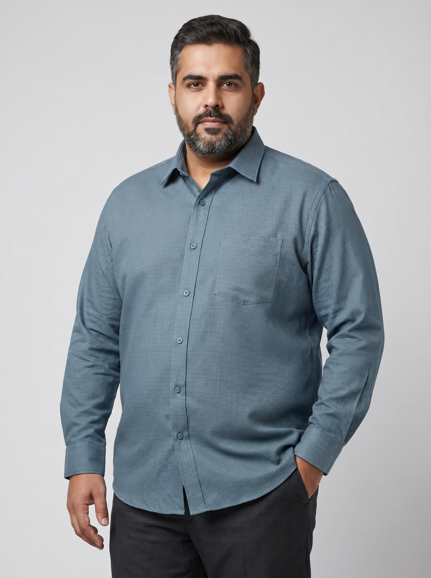 Dusty Turquoise Dobby Shirt