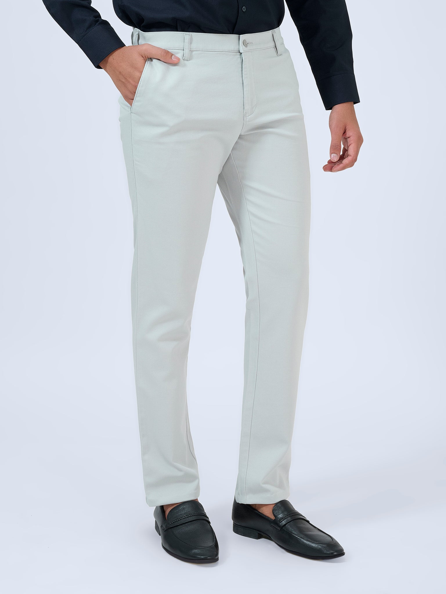 Vapour Grey Dobby Trousers