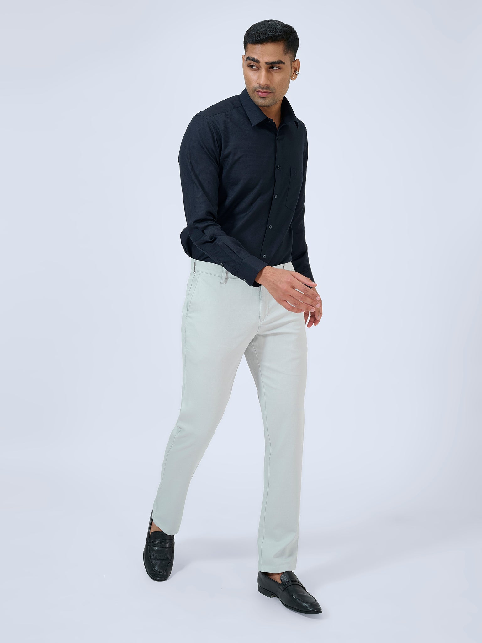 Vapour Grey Dobby Trousers