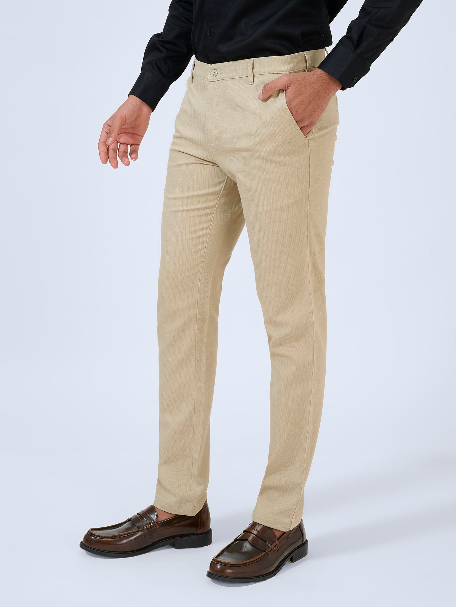 Warm Beige Dobby Trousers
