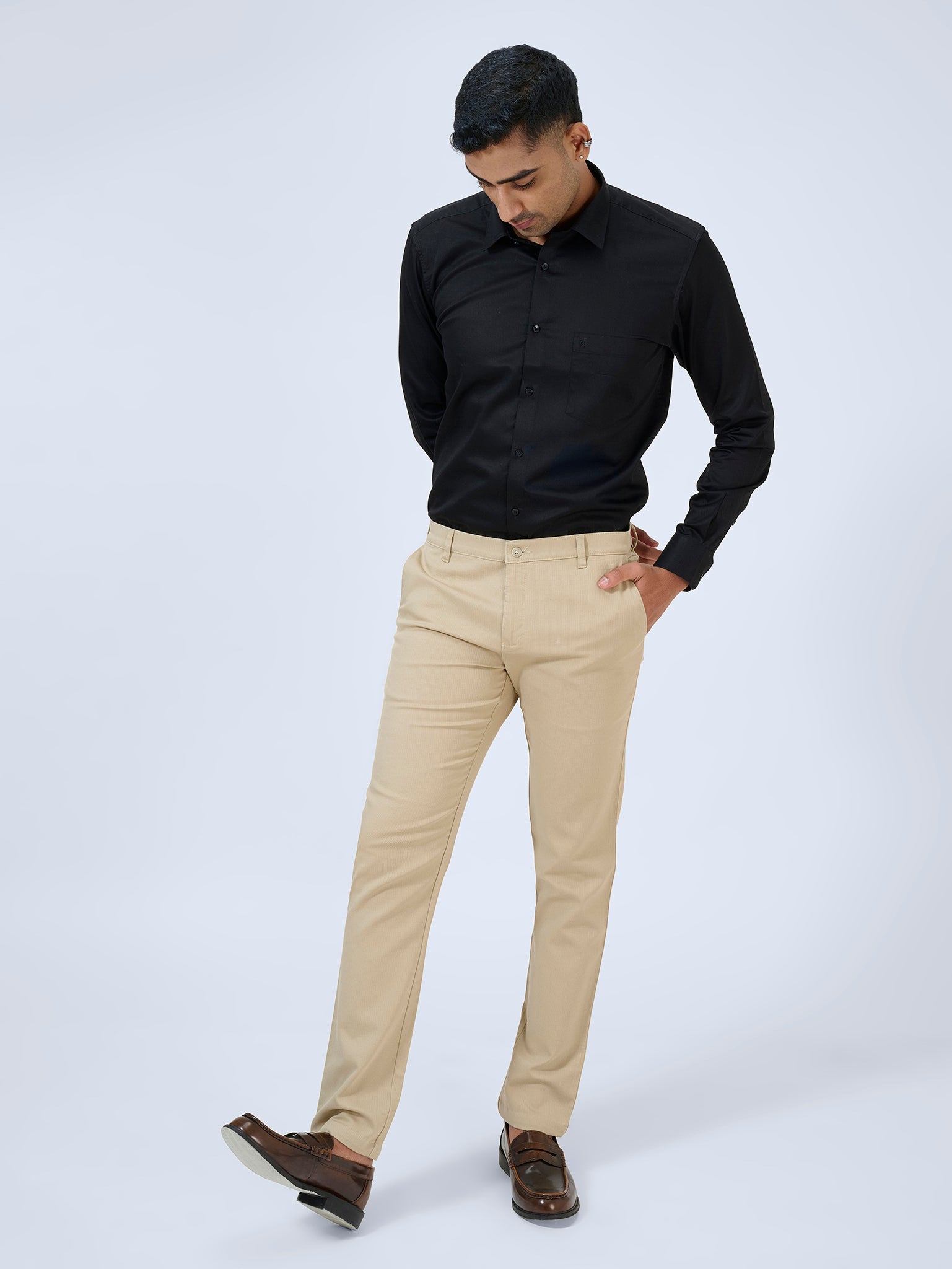 Warm Beige Dobby Trousers