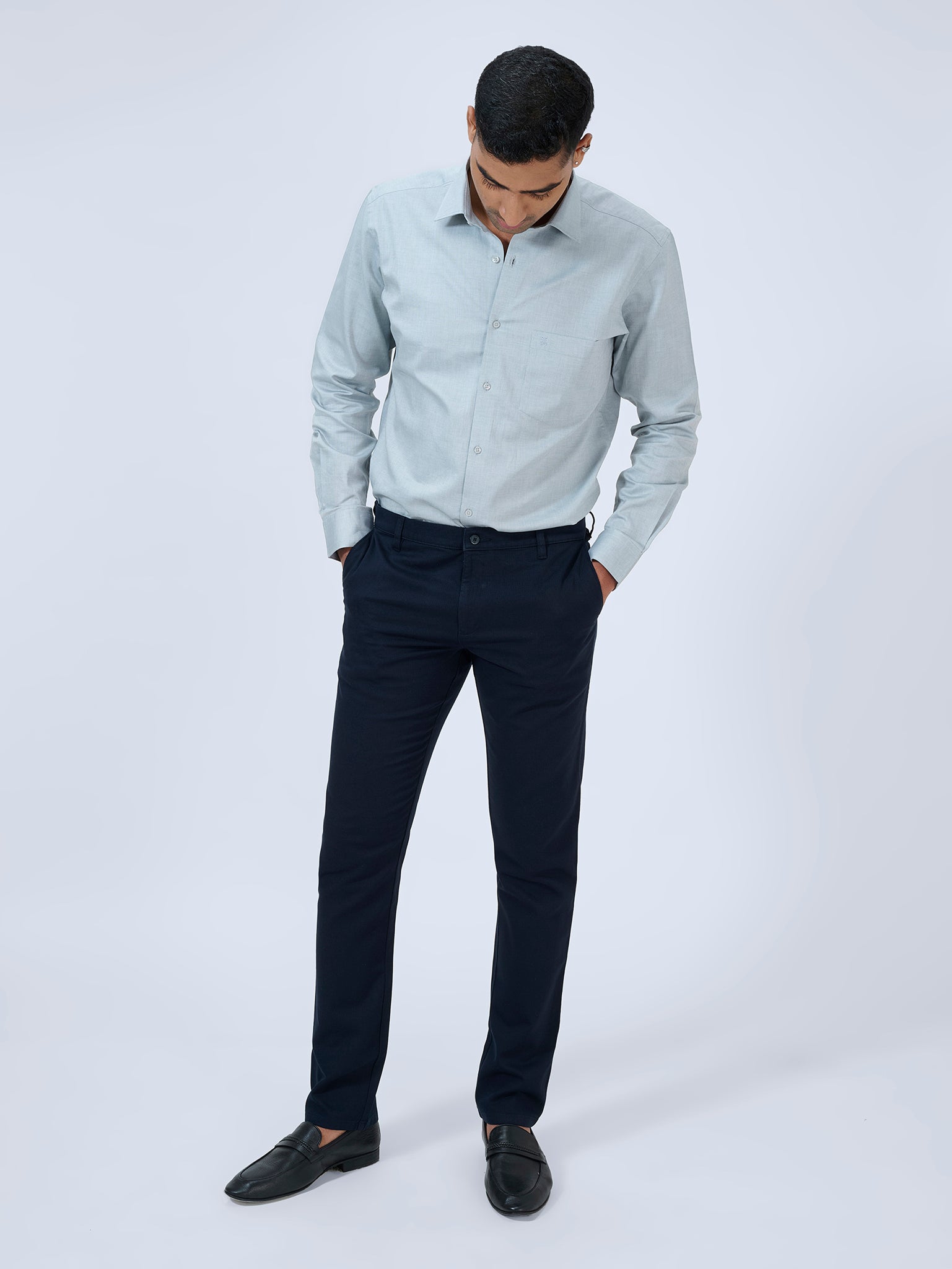 Deep Navy Dobby Trousers