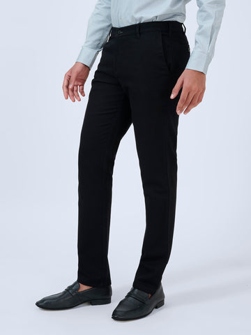 Intense Black Dobby Trousers
