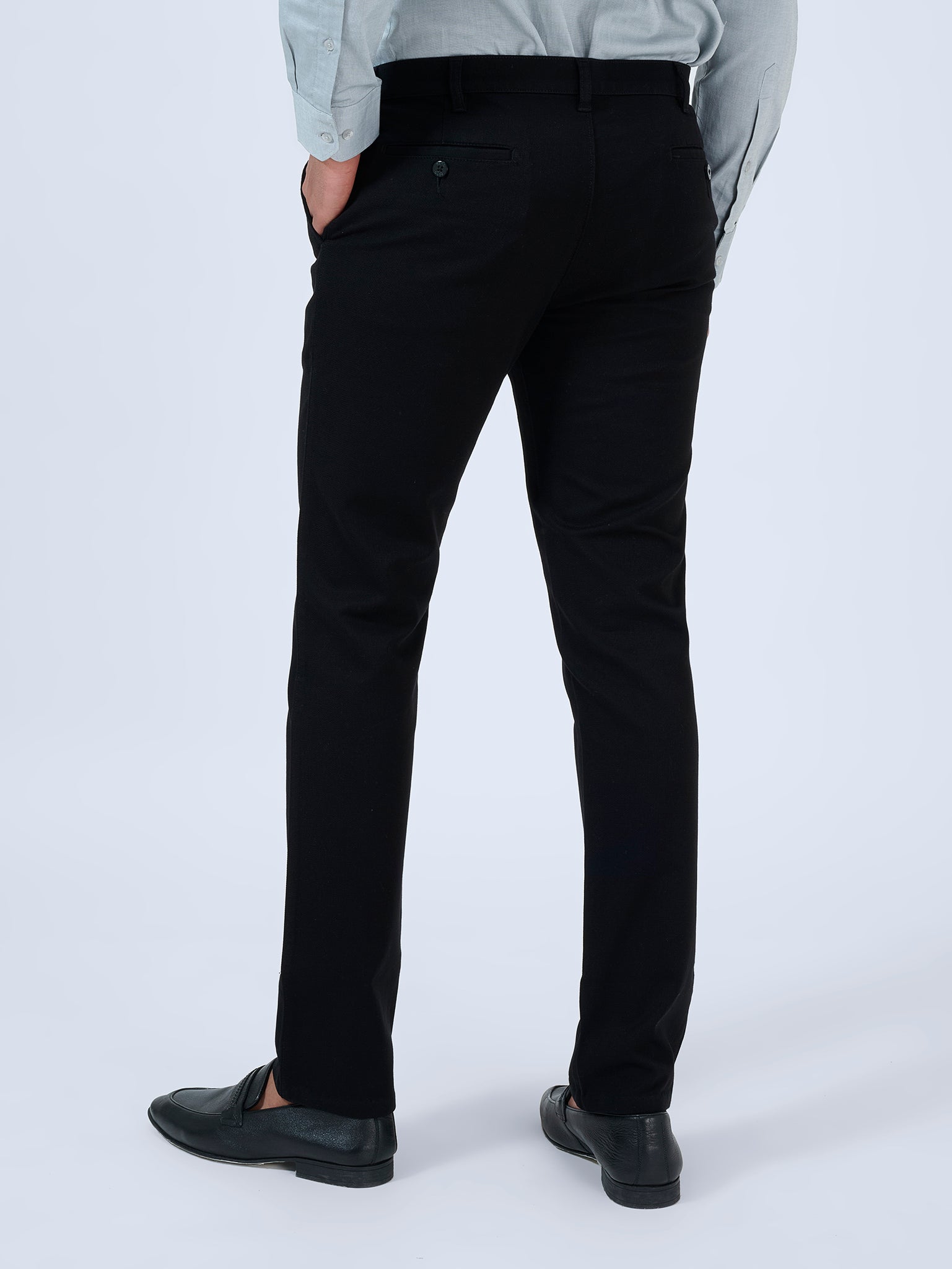 Intense Black Dobby Trousers