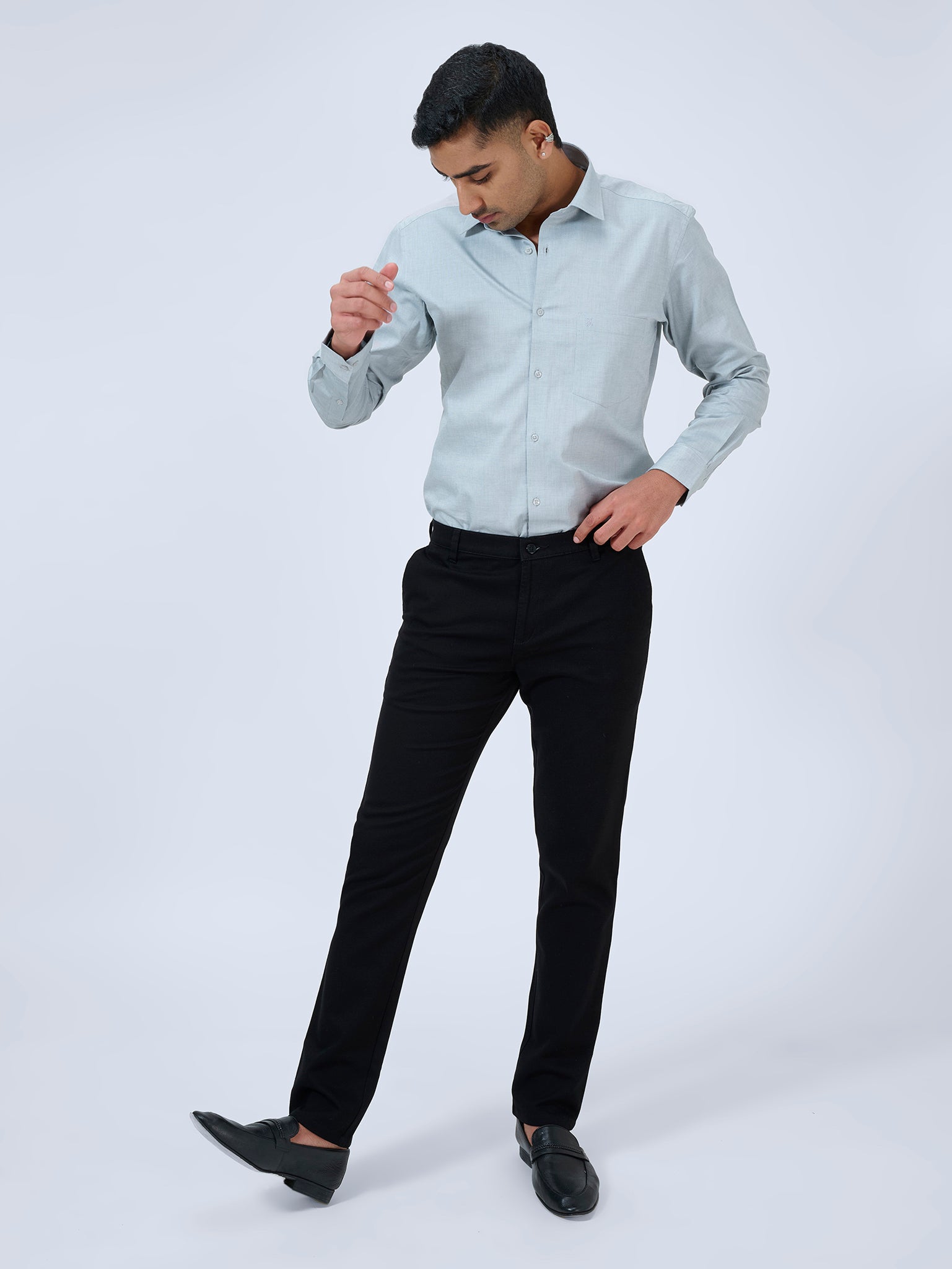 Intense Black Dobby Trousers