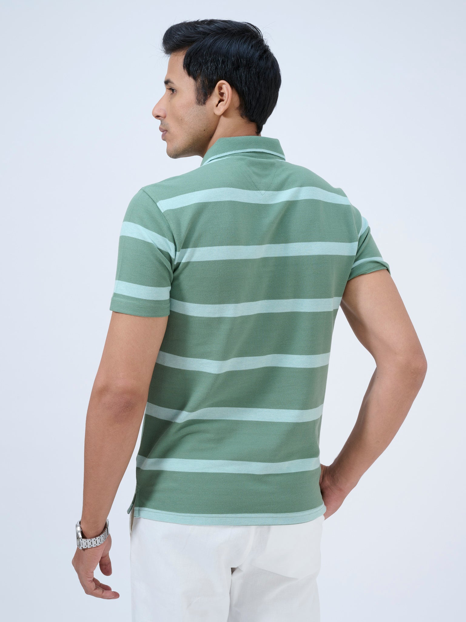 Warm Mint Striped Polo T-Shirt
