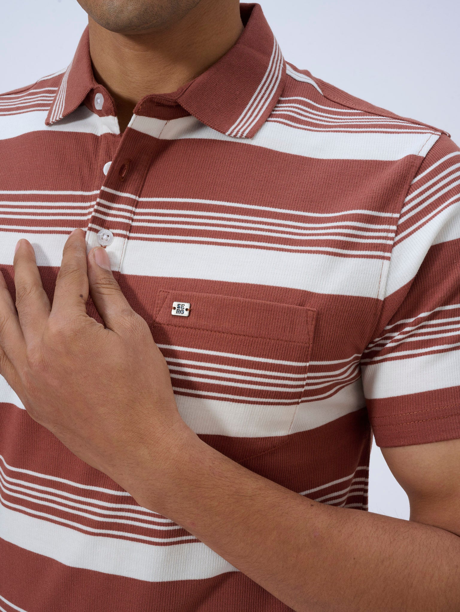 Terracotta Stride Striped Polo
