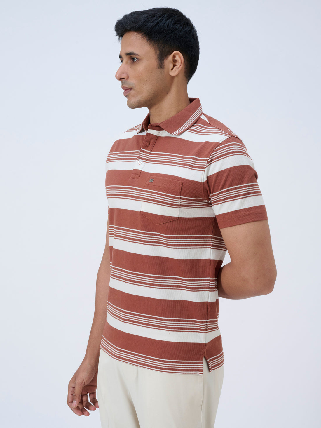 Terracotta Stride Striped Polo