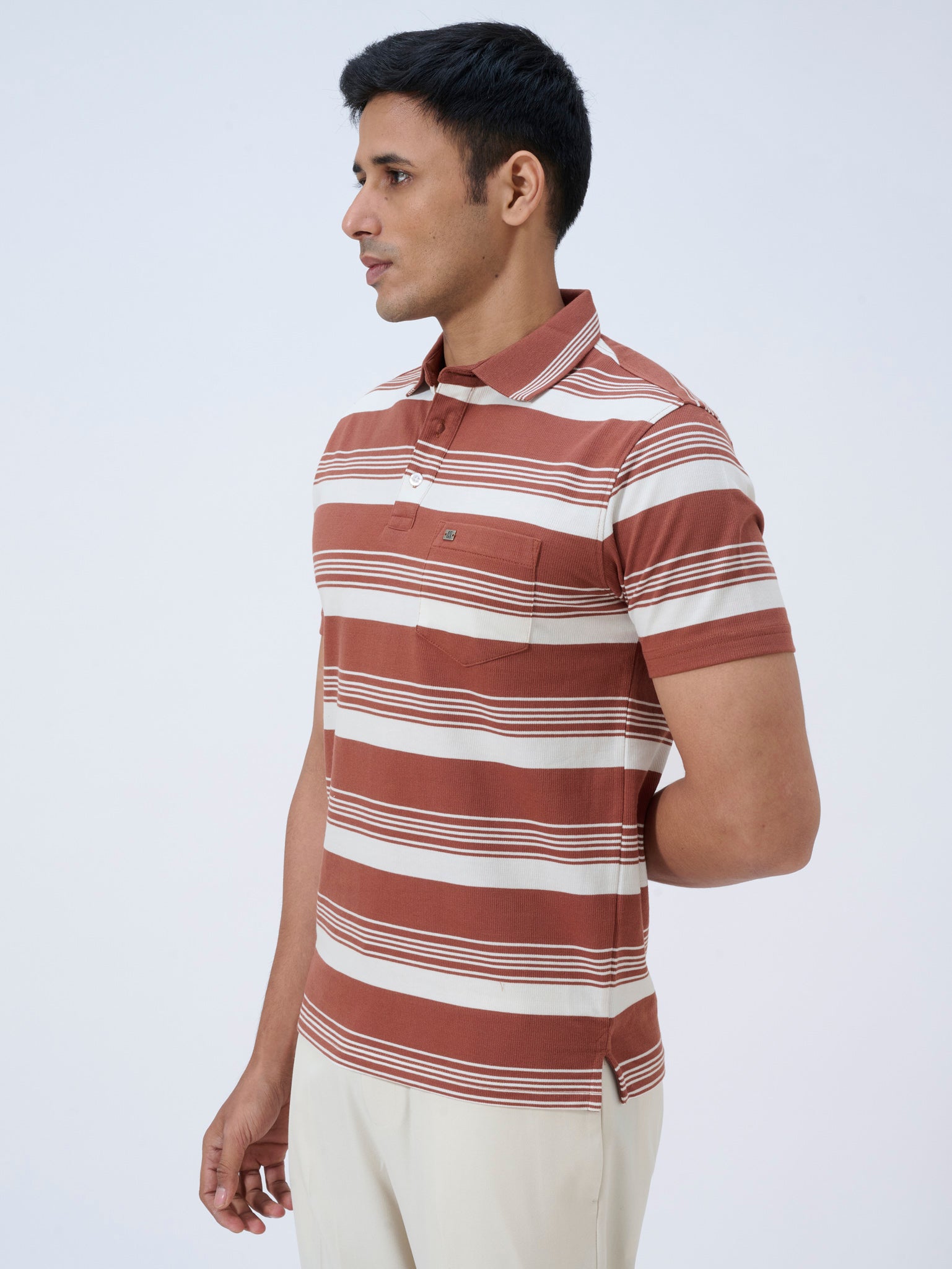 Terracotta Stride Striped Polo
