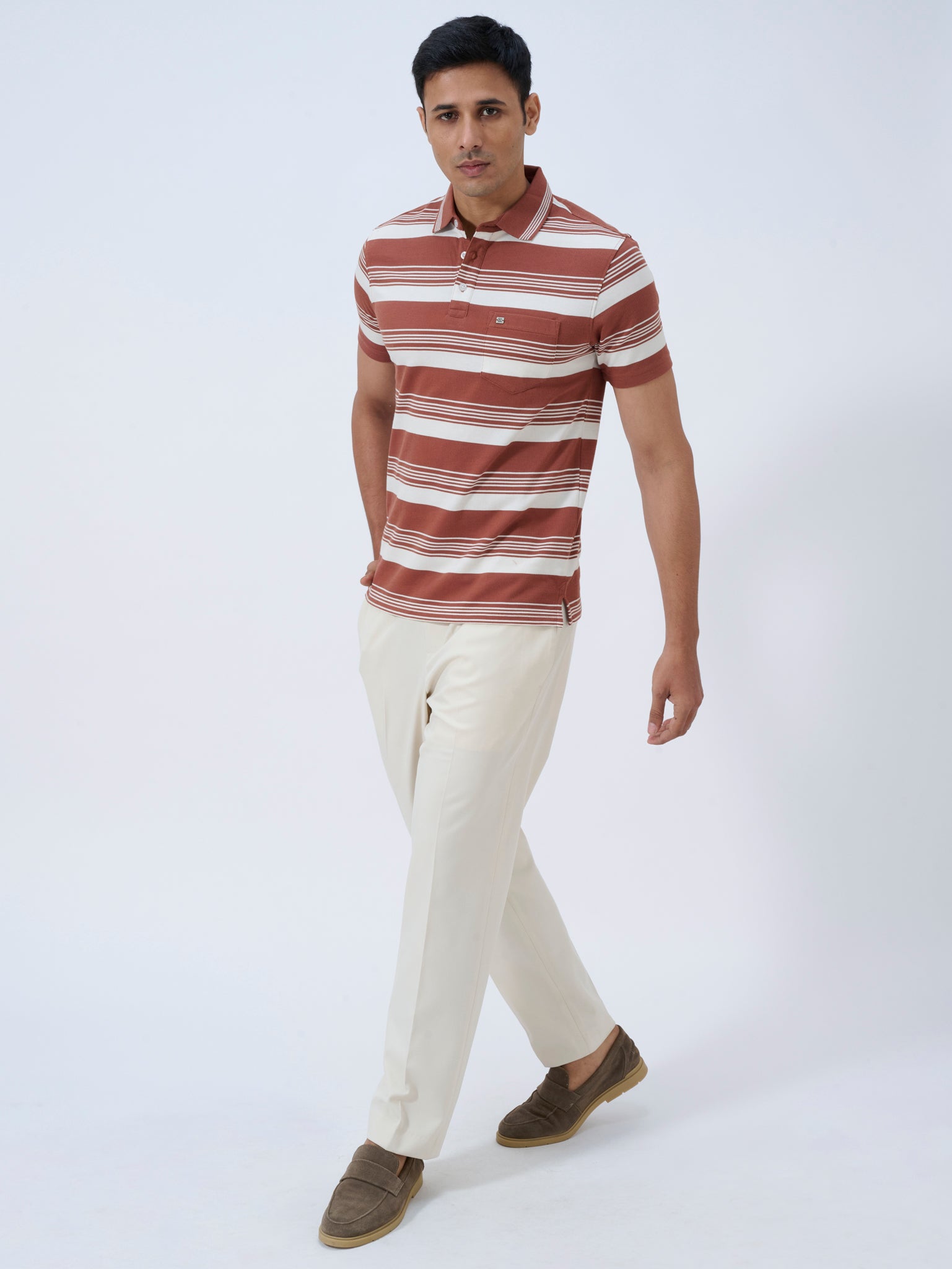 Terracotta Stride Striped Polo