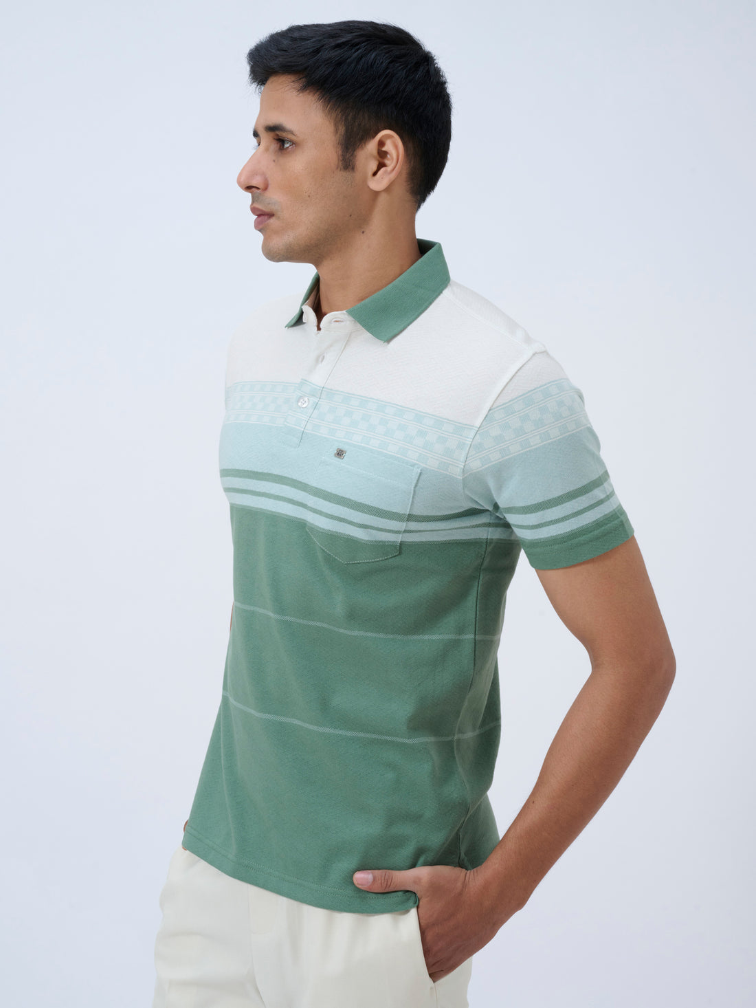 Topaz Green Colour Block Polo