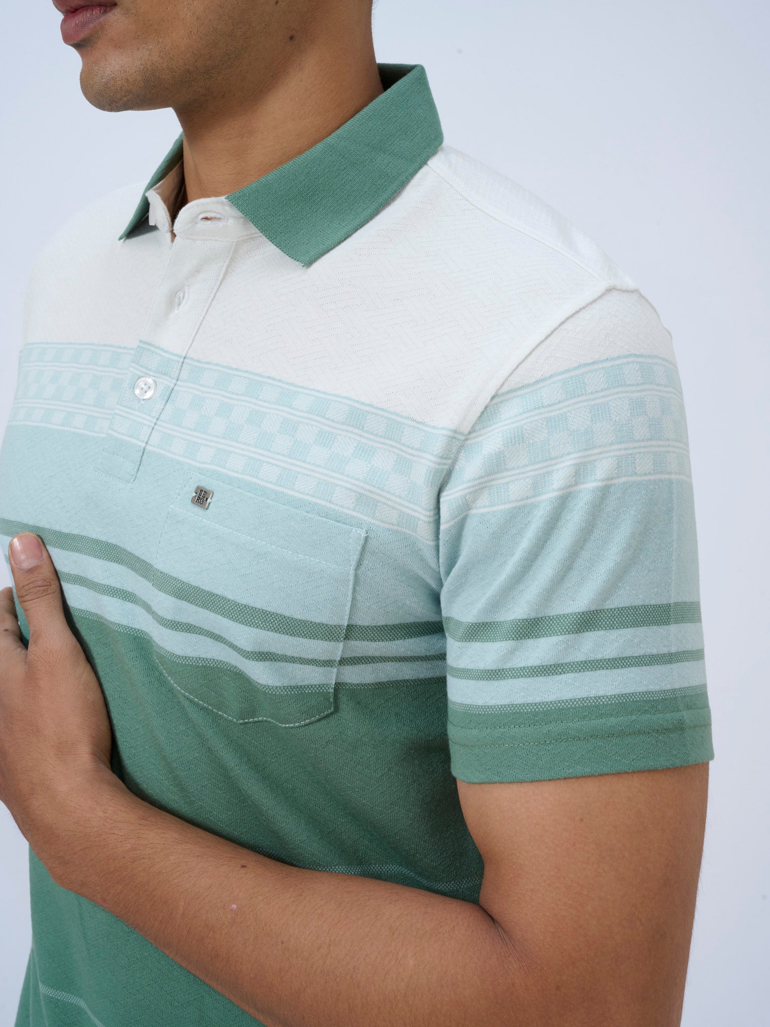 Topaz Green Colour Block Polo