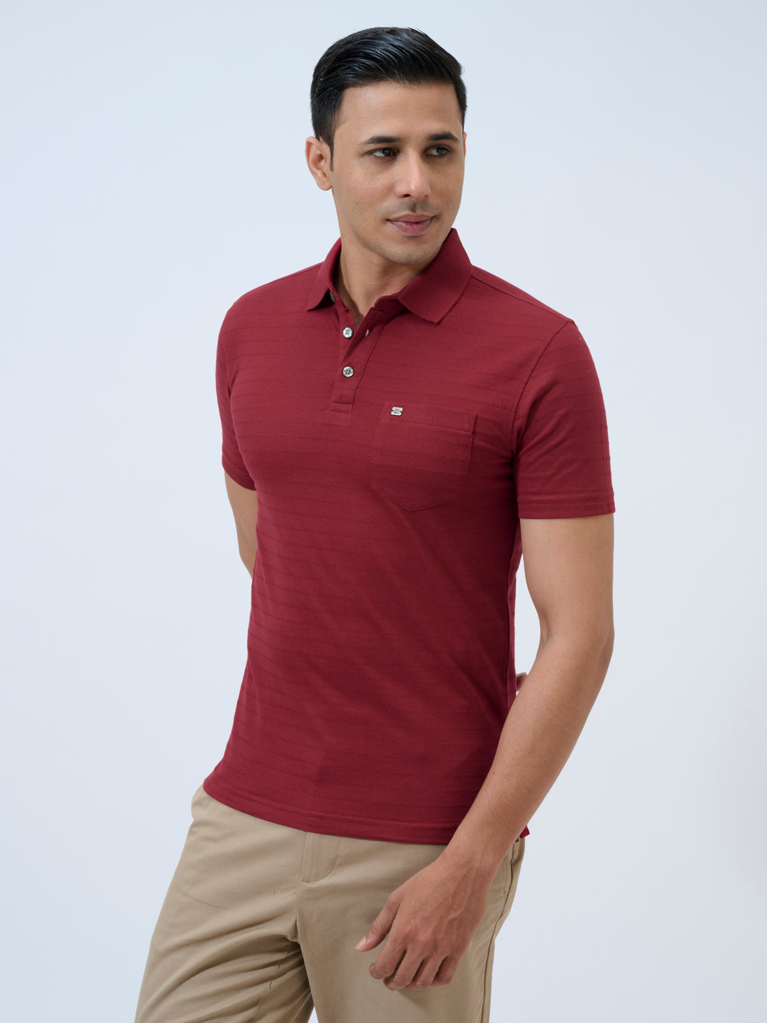 Pomegranate Stripe Polo