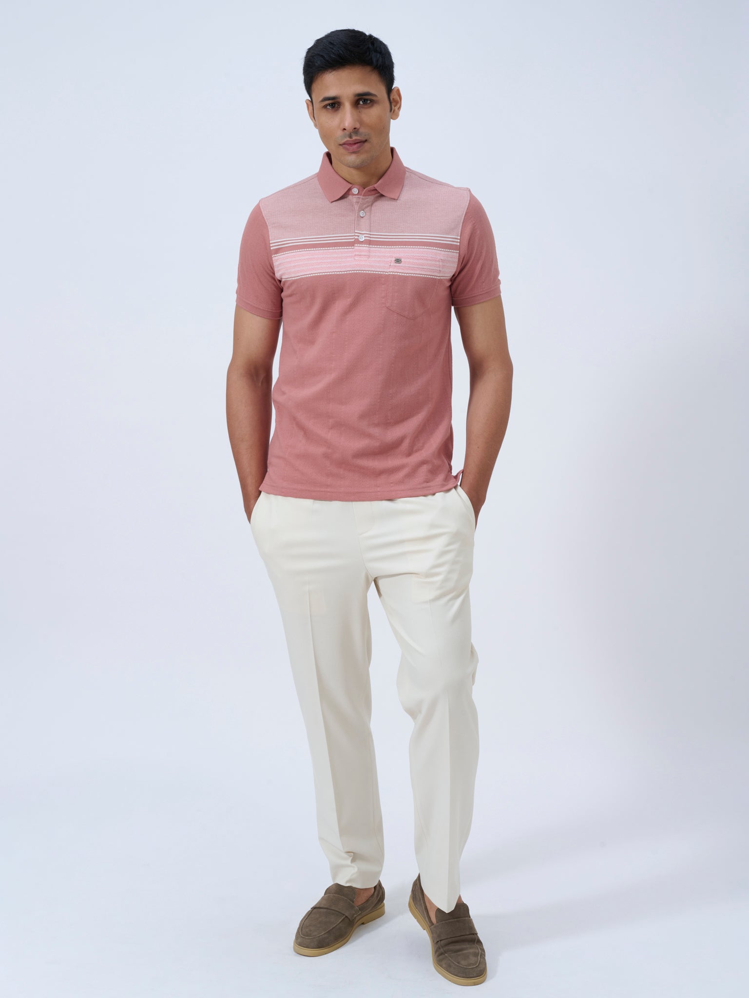 Coral Cloud Textured Polo