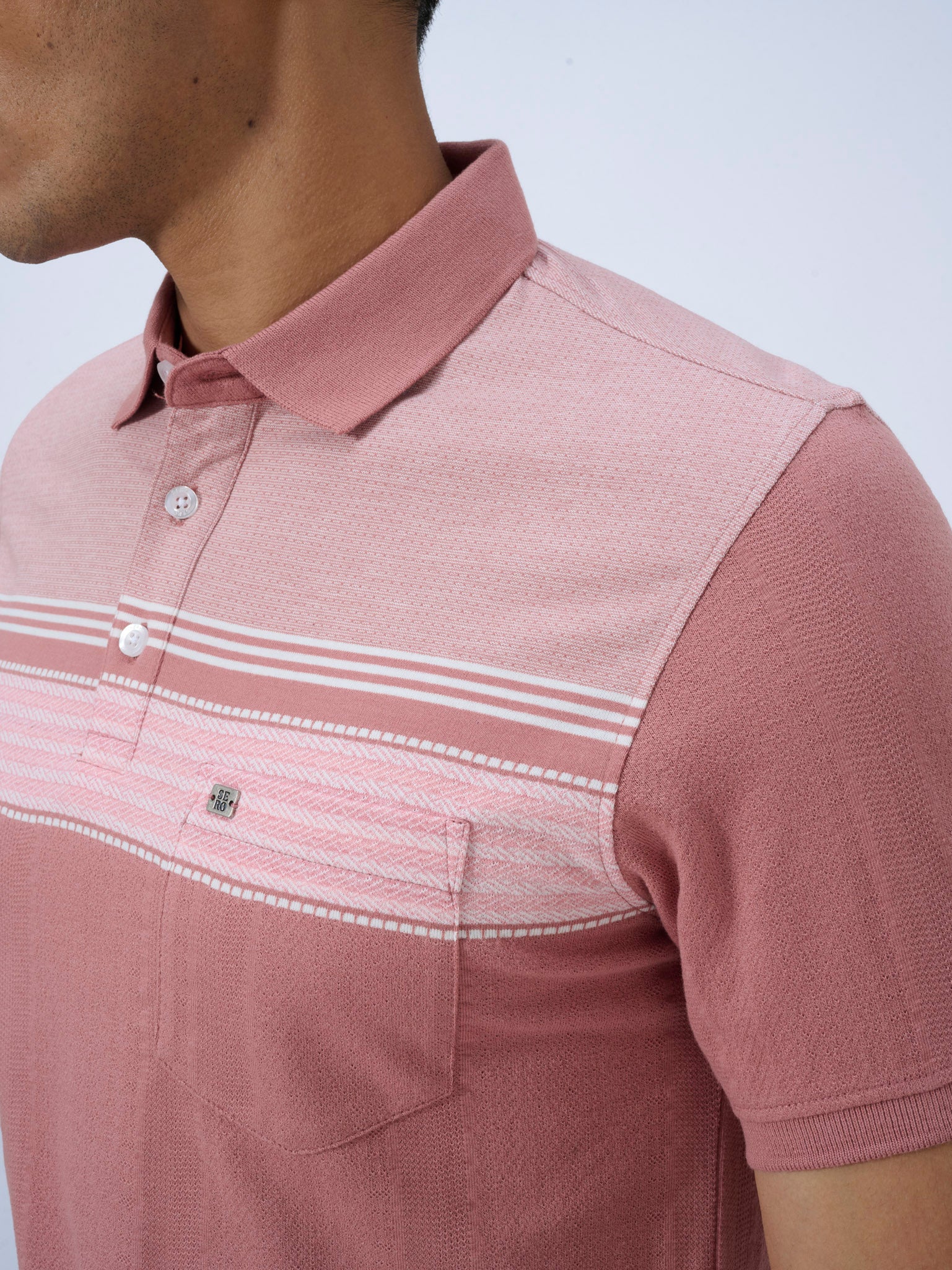 Coral Cloud Textured Polo