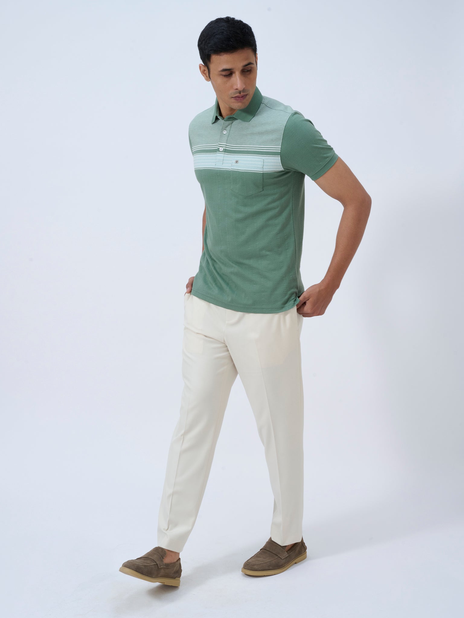 Matcha Green Textured Polo