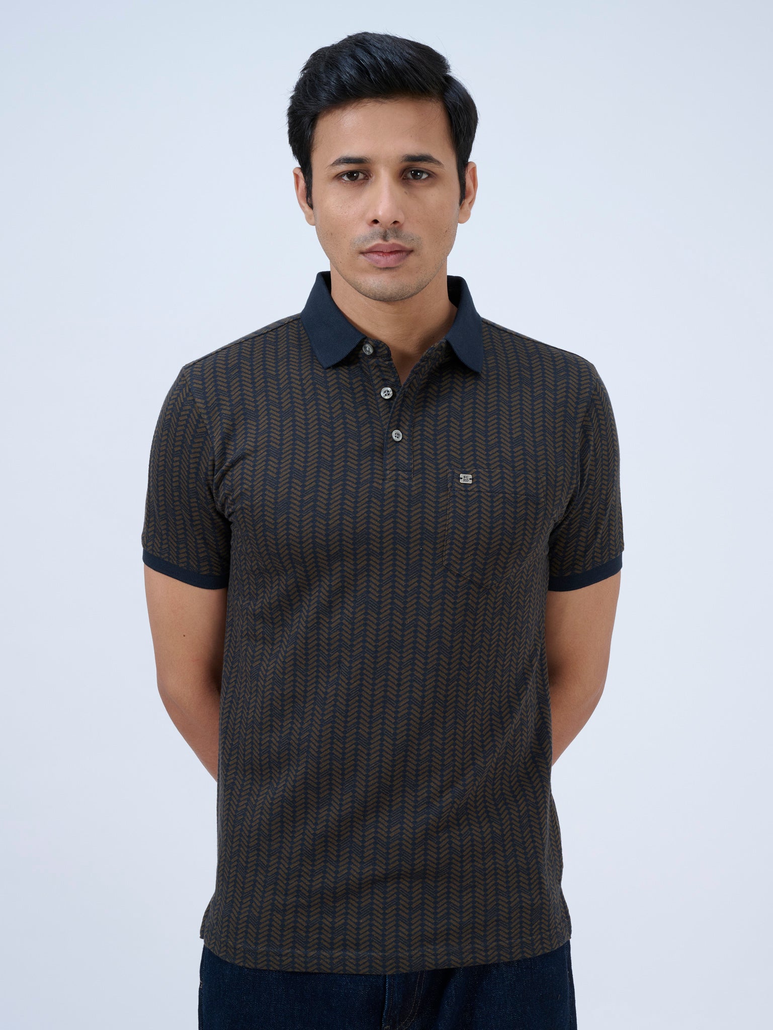 Mystic Navy Jacquard Polo T-Shirt
