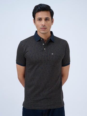 Mystic Navy Jacquard Polo T-Shirt